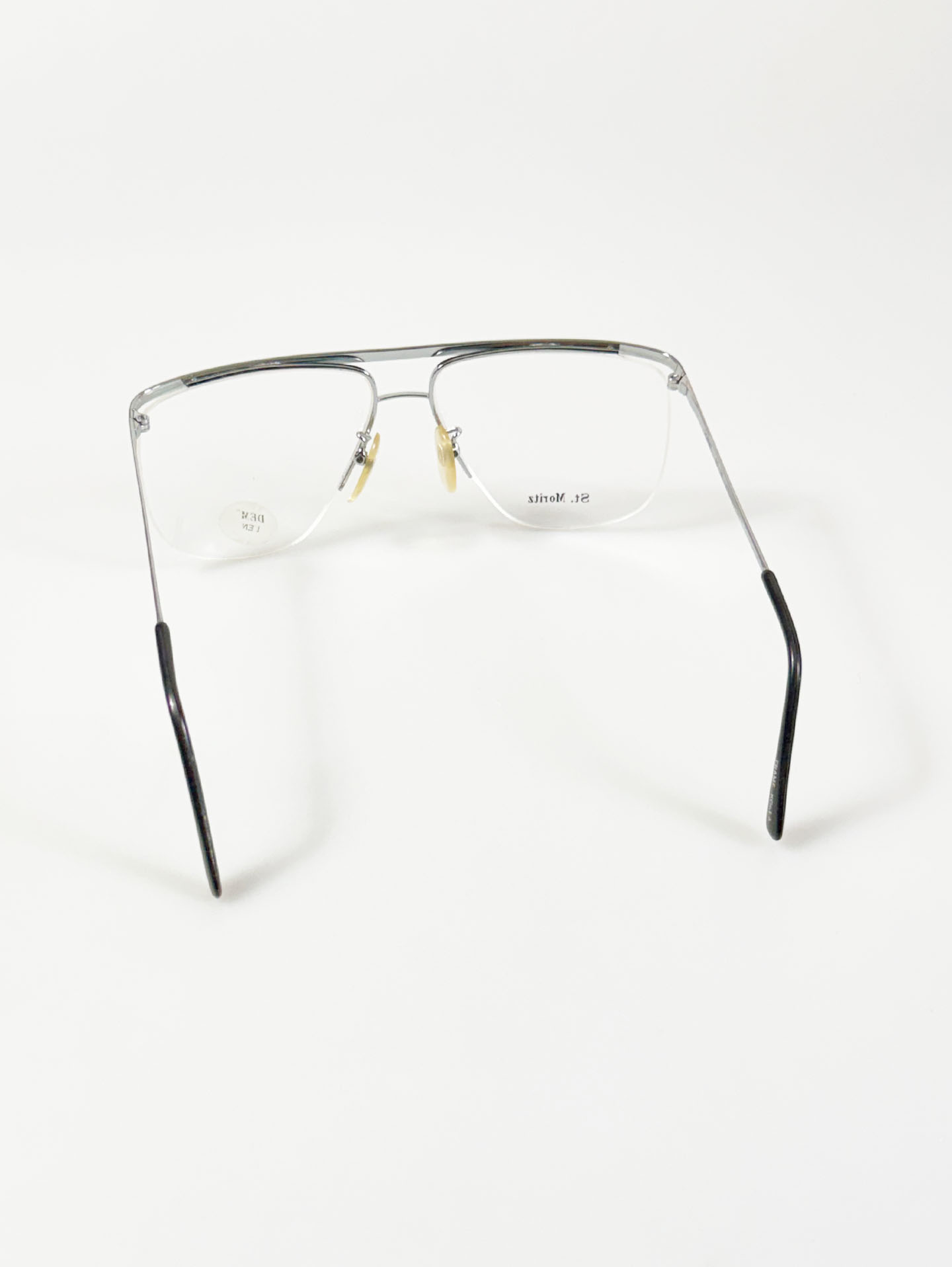 90's St. Moritz Silver Semi-Rimless Boeing Metal Glasses