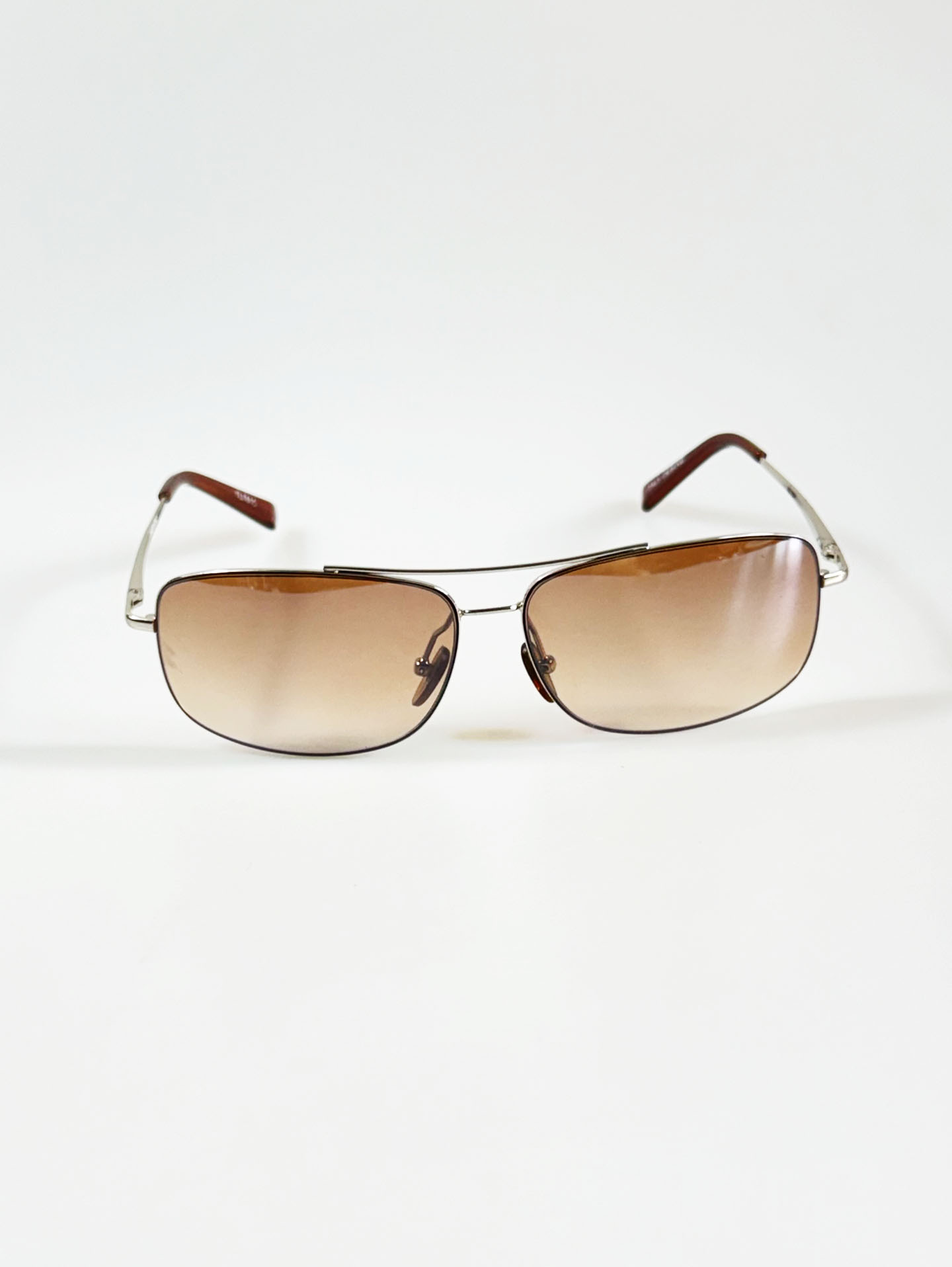 Silver Double Bridge Slim Square Tint Sunglasses