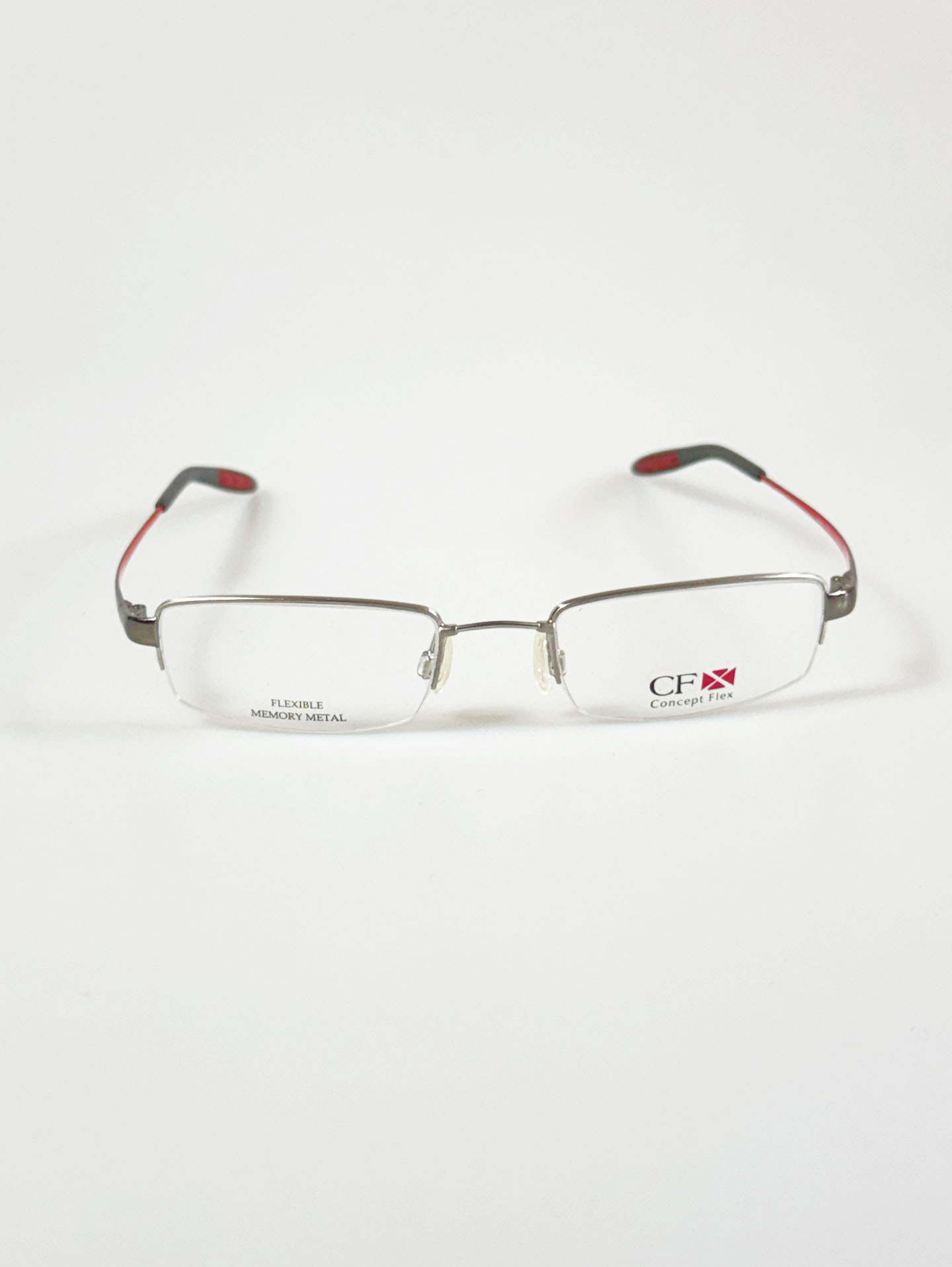 Concept Flex Silver Half-Rim Metal Square Frame Glasses