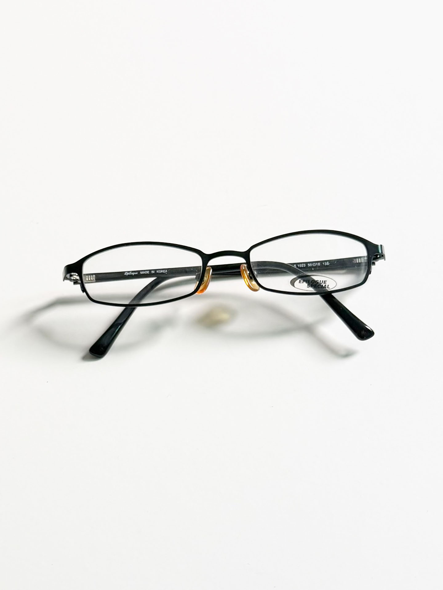 EPILOGUE Matte Black Slim Square Metal Glasses