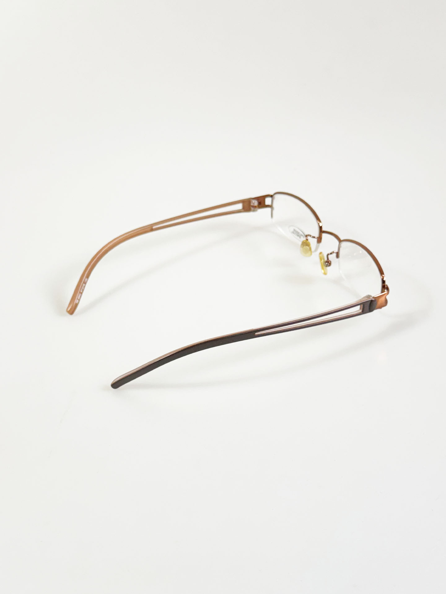 EPILOGUE Brown Half-Rim Square Metal Glasses
