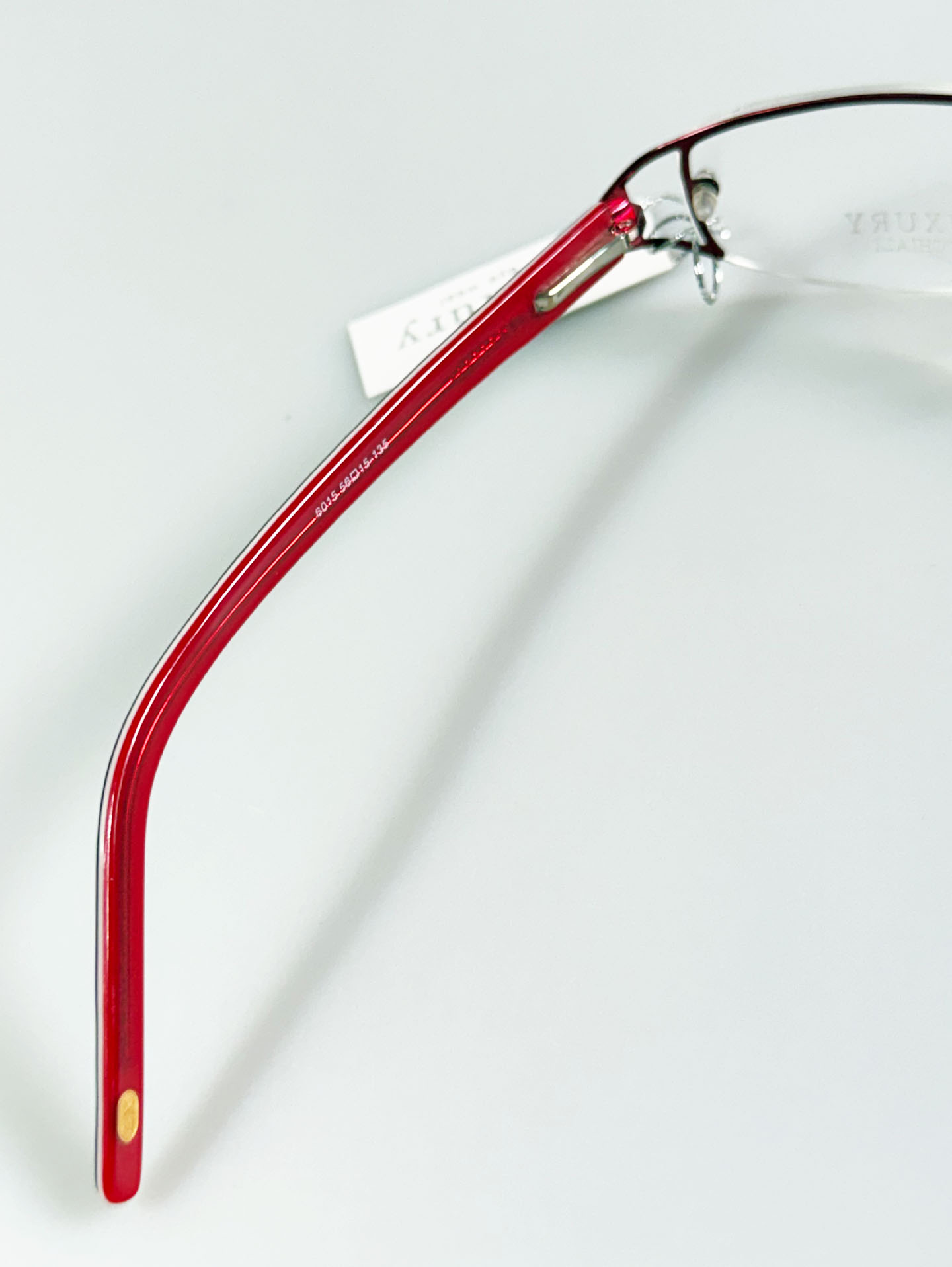 LUXURY EYEWEAR Burgundy Rimless Square Metal Glasses