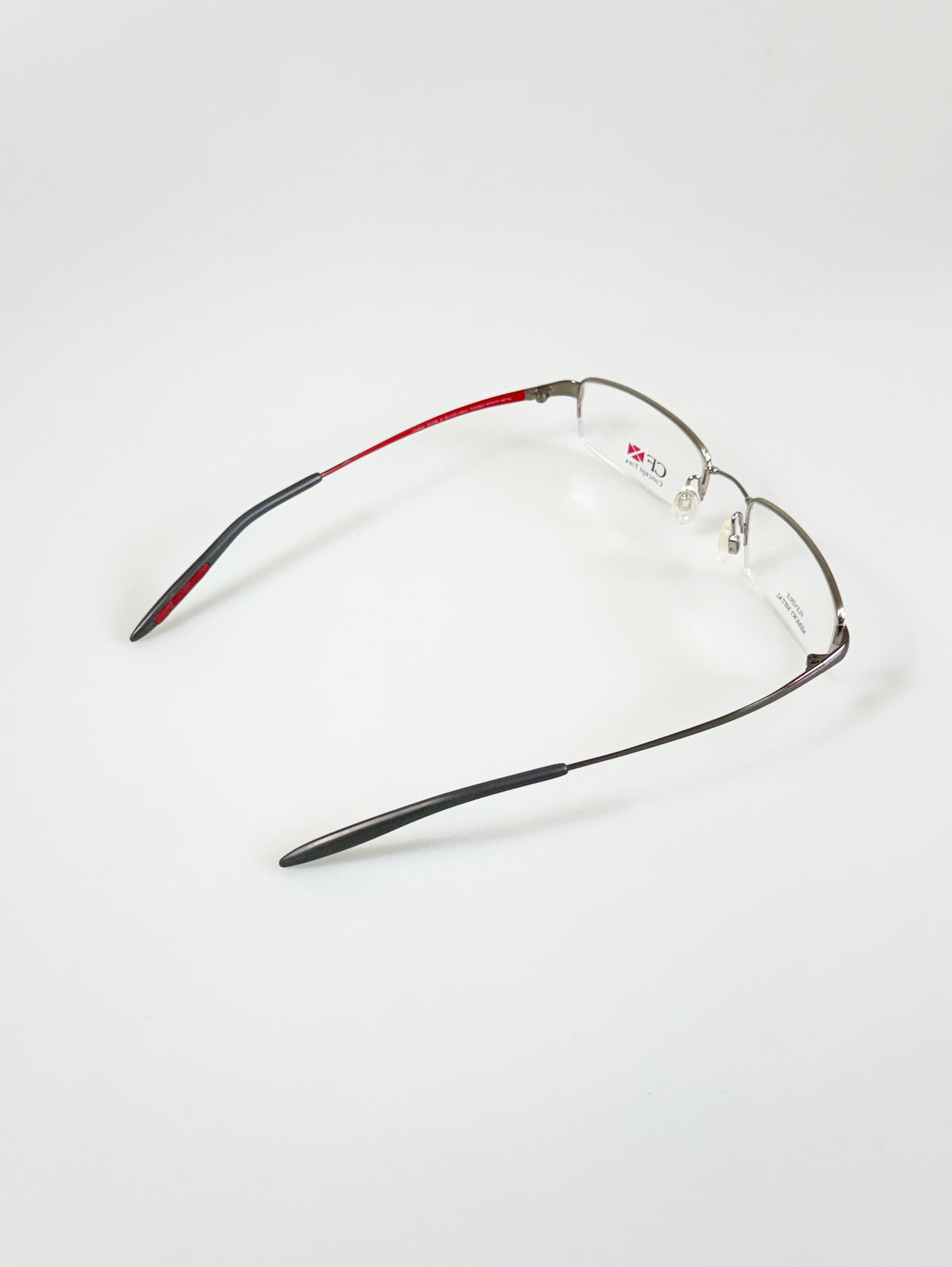 Concept Flex Silver Half-Rim Metal Square Frame Glasses