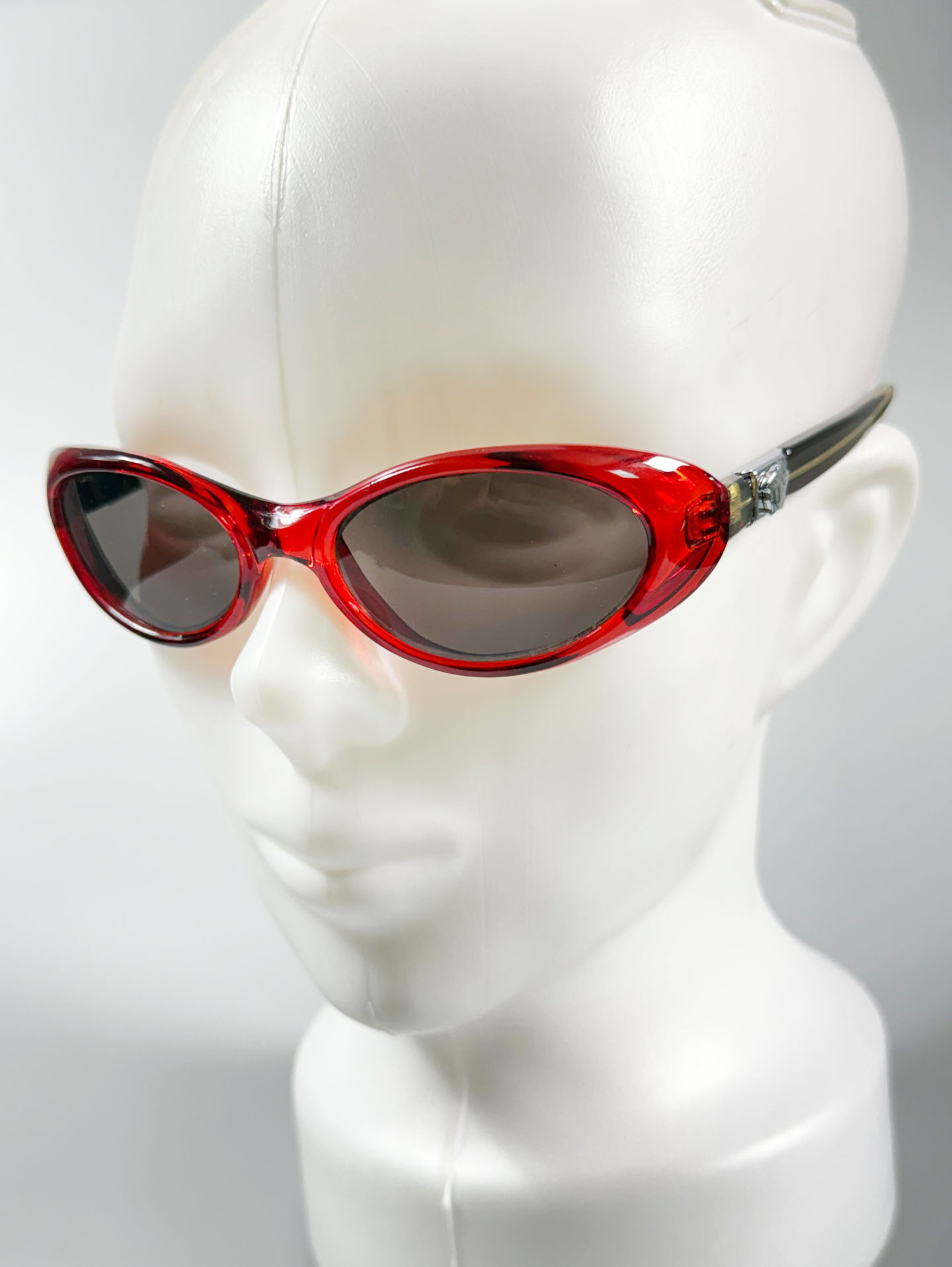 90's ONE LAST KISS Red Oval Wrap Acetate Sunglasses