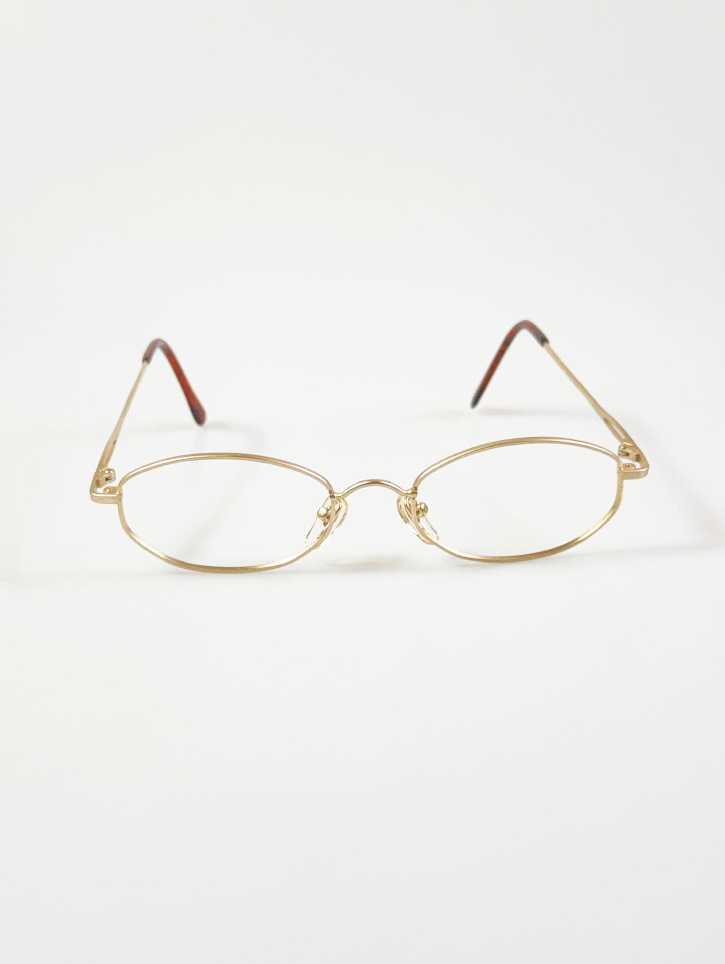 90's OTIC Gold Metal Slim Oval Frame Glasses