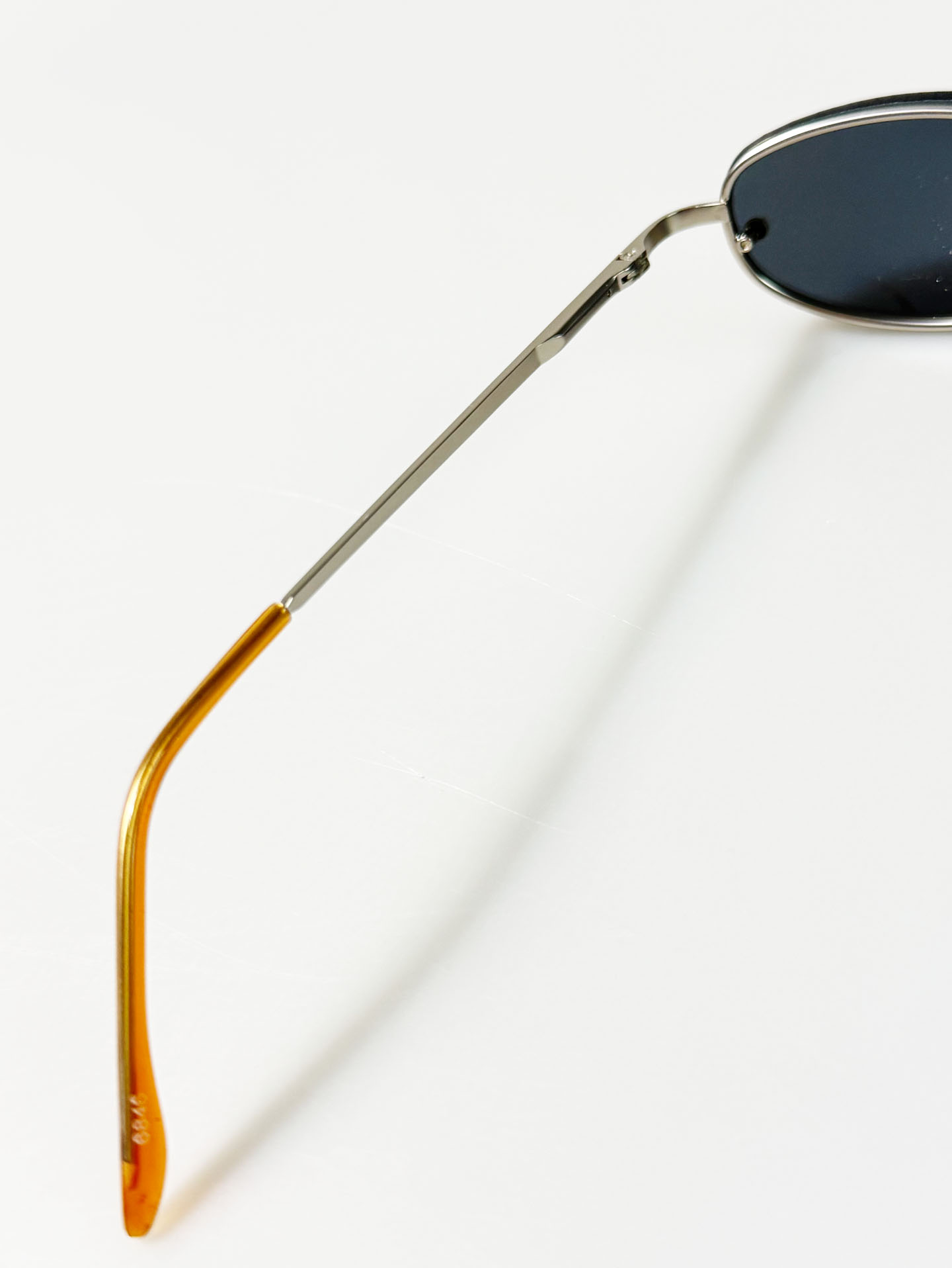 90's Silver Metal Rimless Slim Oval Sunglasses