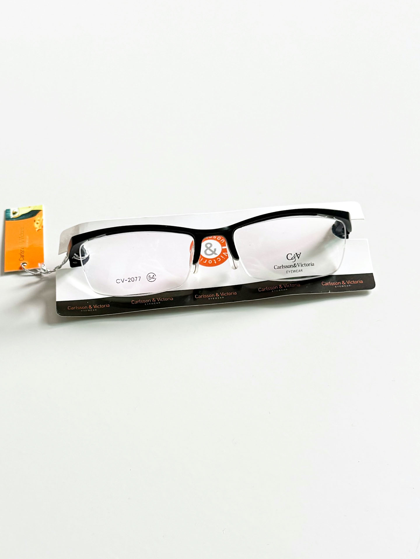 CARLSSON & VICTORIA Black Square Half-Rim Glasses