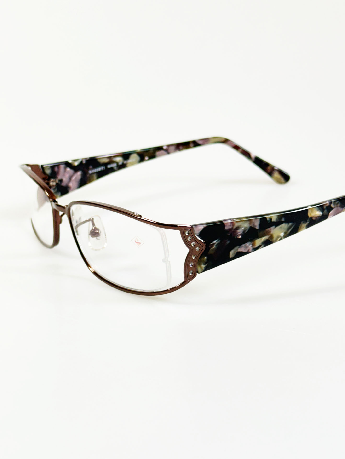 ROSSETI Brown Slim Square Metal Combination Frame Glasses