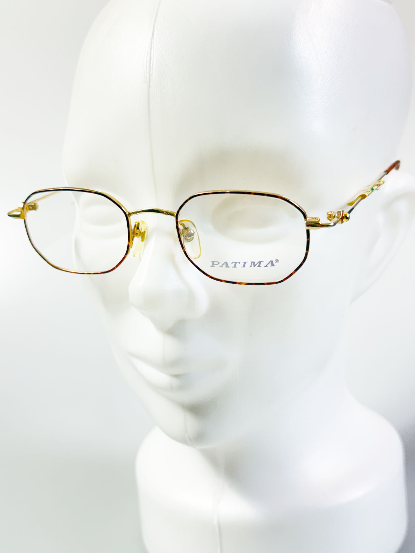 PATIMA Gold&Leopard Slim Hexagon Metal Frame Glasses