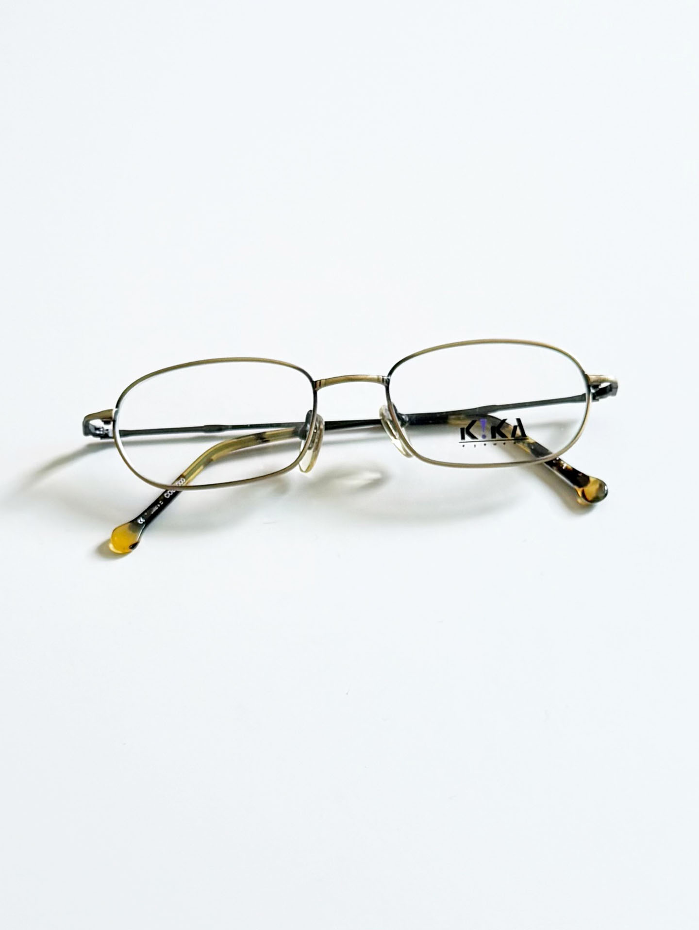 90's K!KA Matte Gold & Black Two-Tone Metal Slim Square Glasses