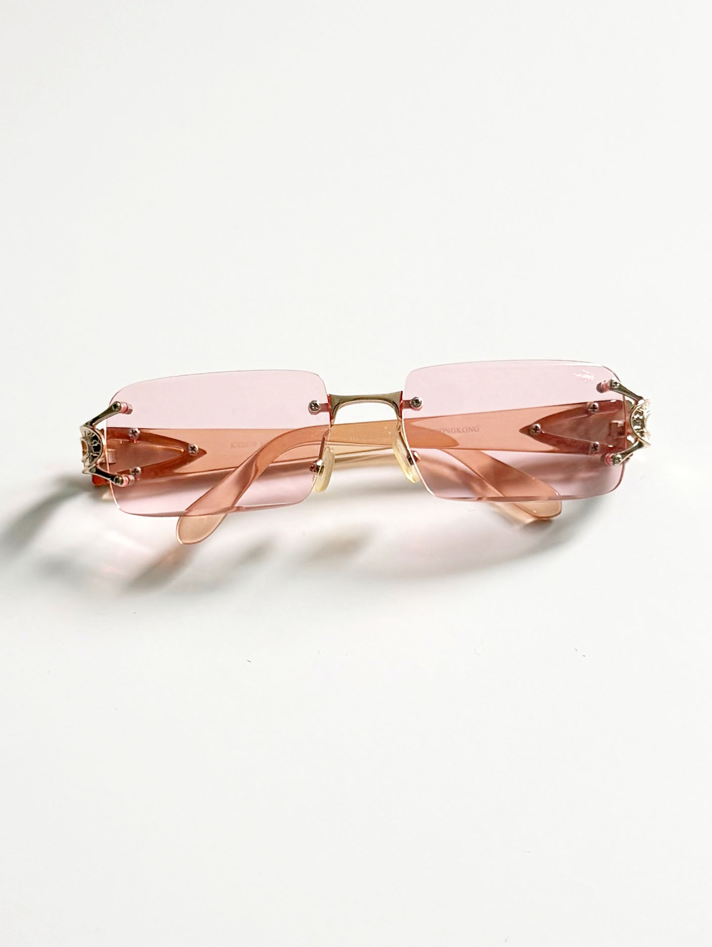 90's CROCOKIDS Pink Rimless Square Metal Tint Sunglasses