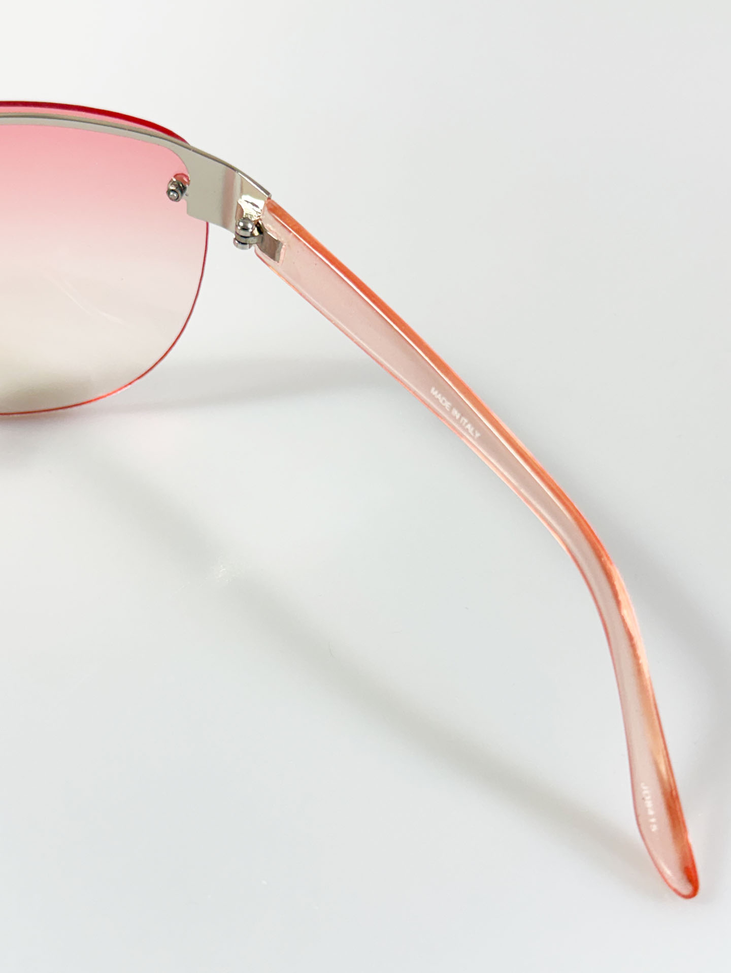 Rimless Shield Square Pink Gradient Tinted Sunglasses