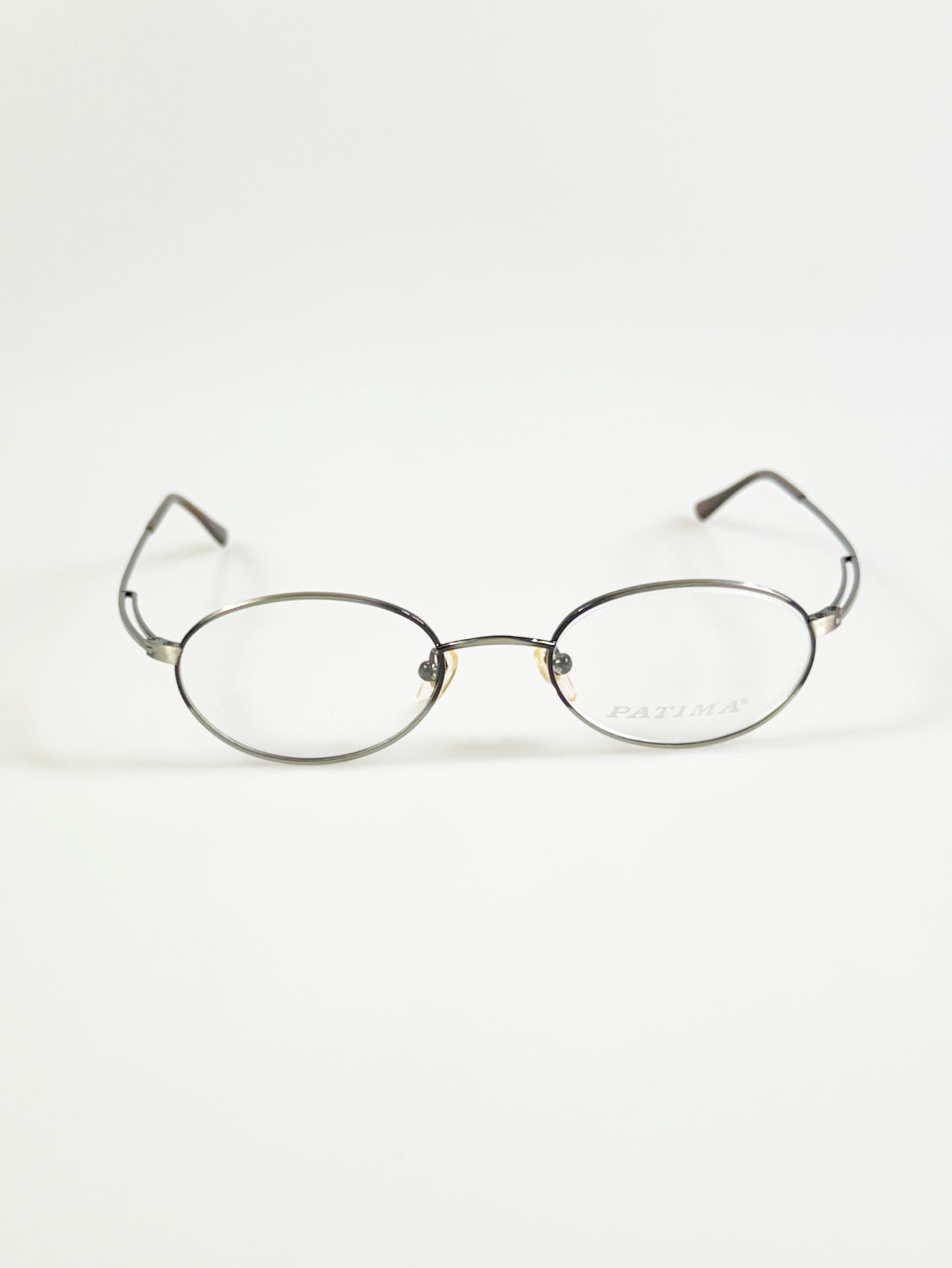 90’s PATIMA Slim Oval Silver-Black Metal Frame Glasses