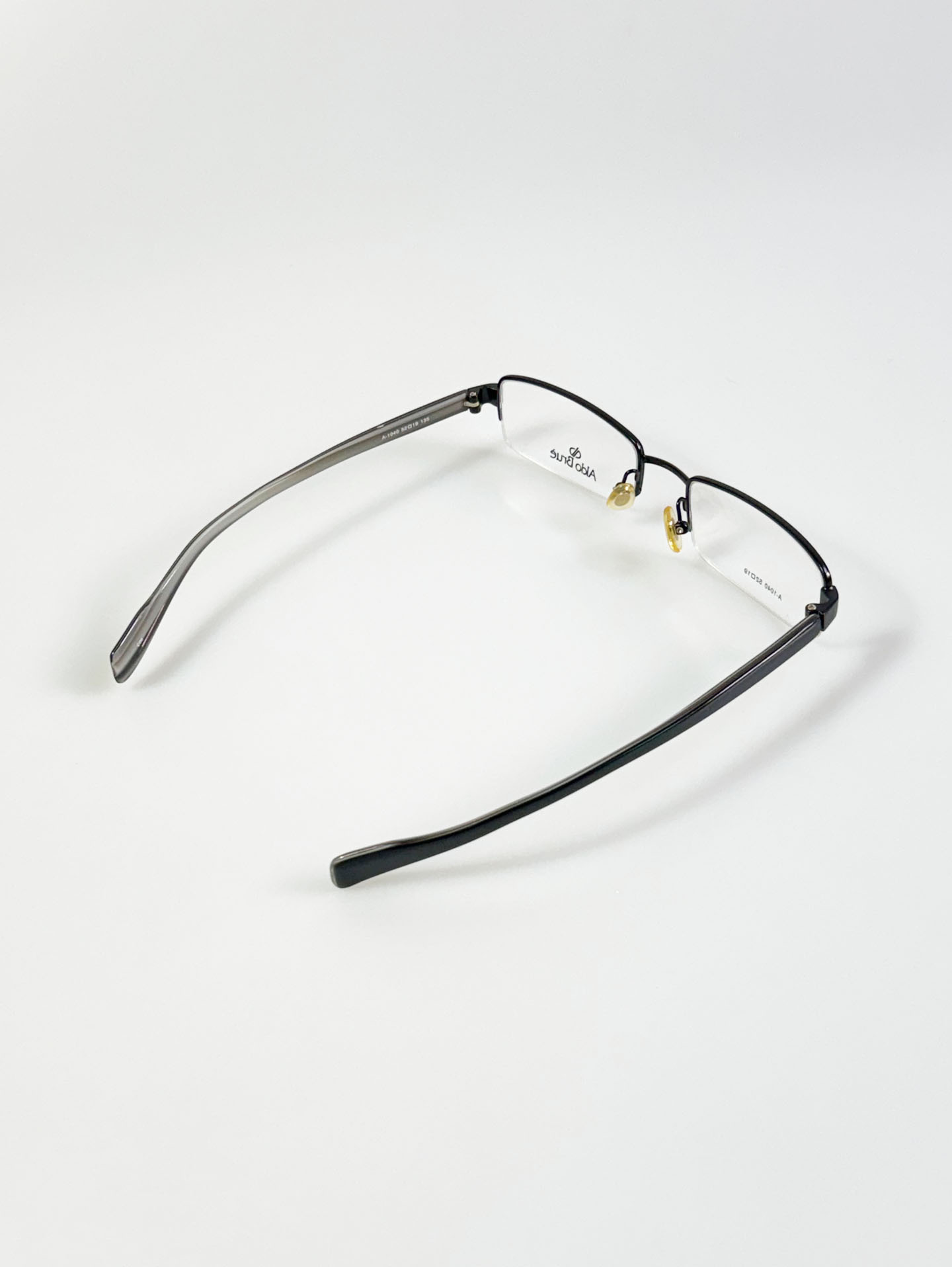 Aldo Brue Black Square Half-Rim Metal Glasses