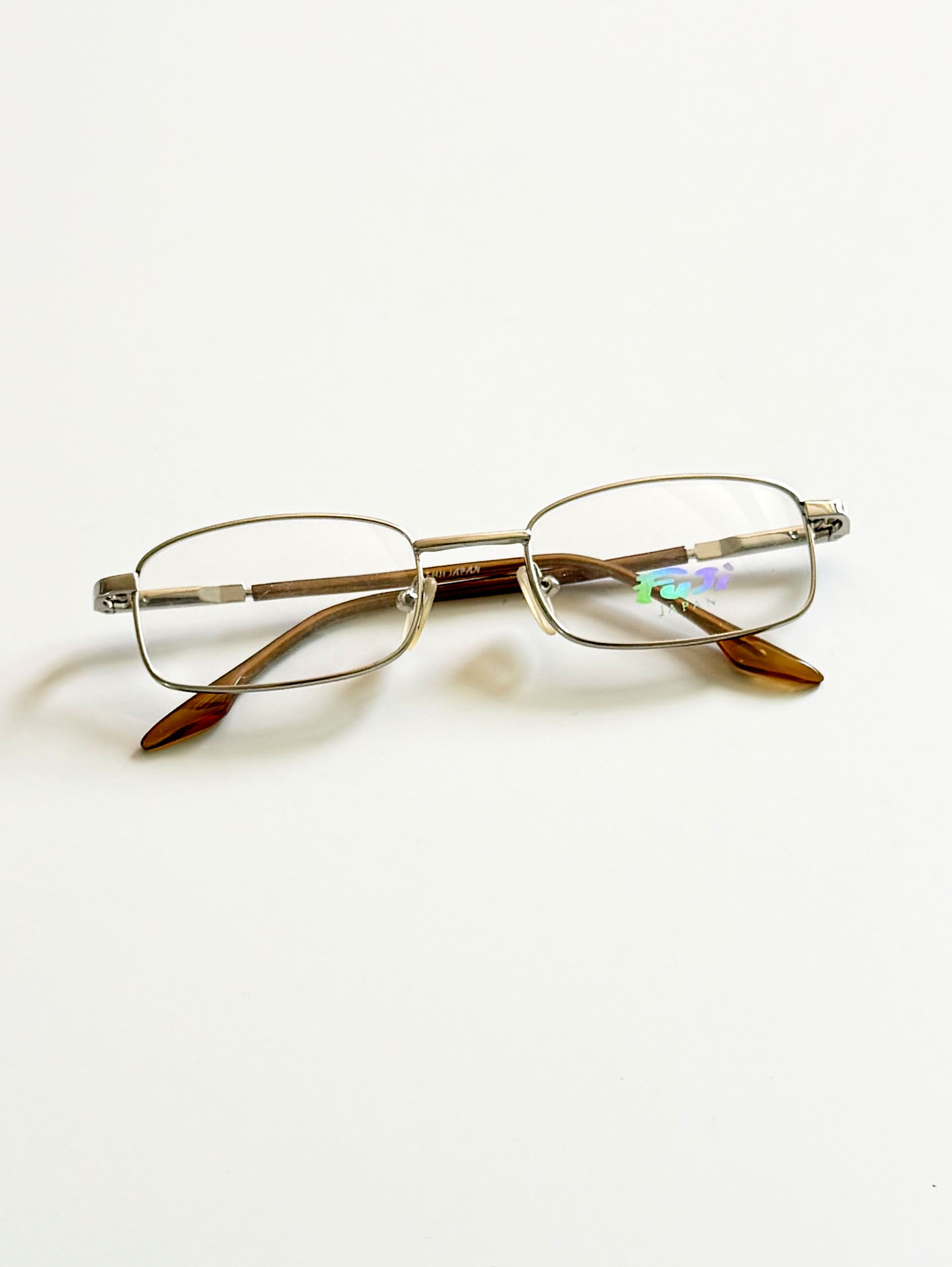 90's FUJI JAPAN Slim Square Metal Glasses Collection / 2 Colors