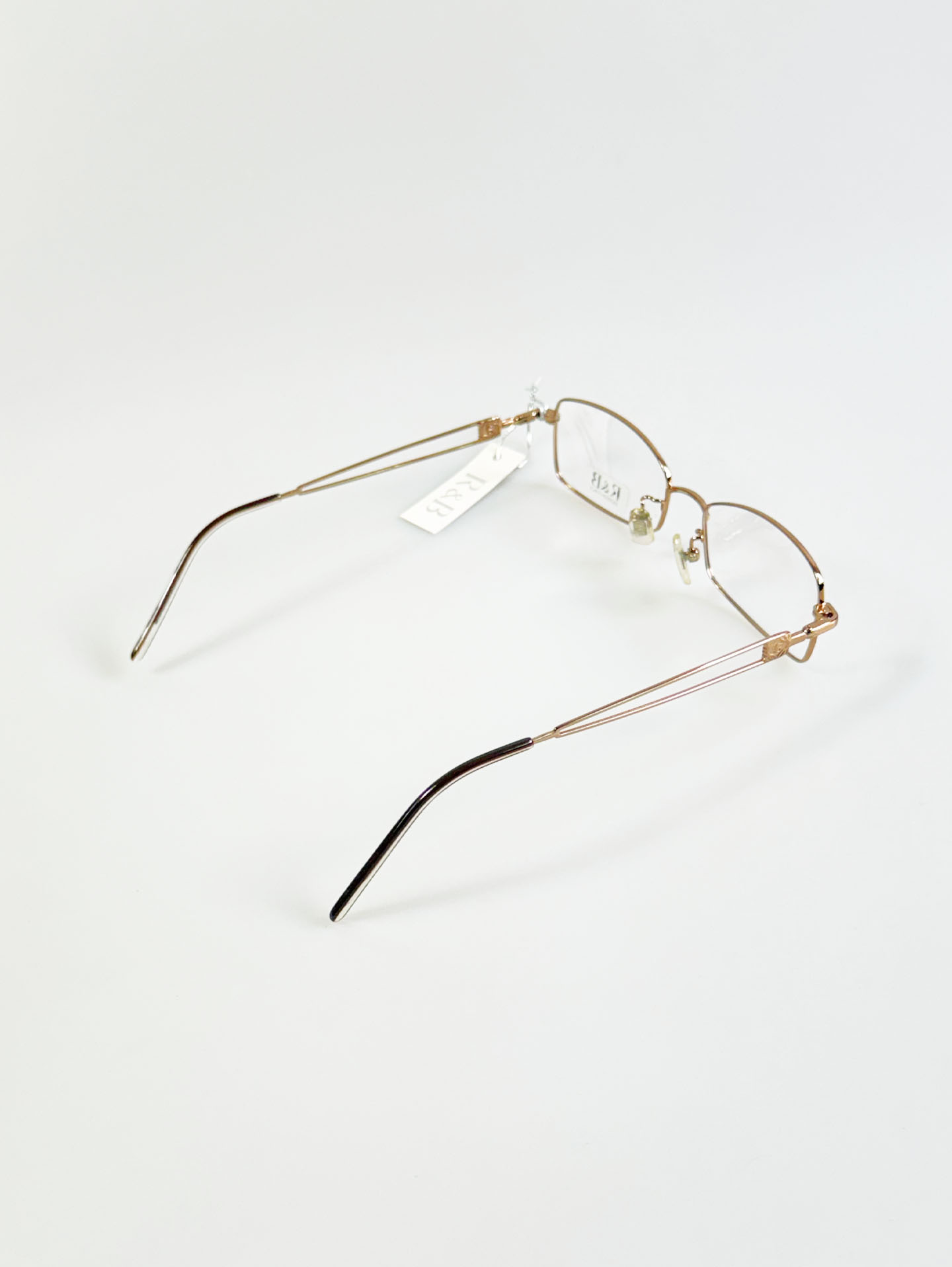 R&B Eyewear Gold Slim Square Metal Glasses