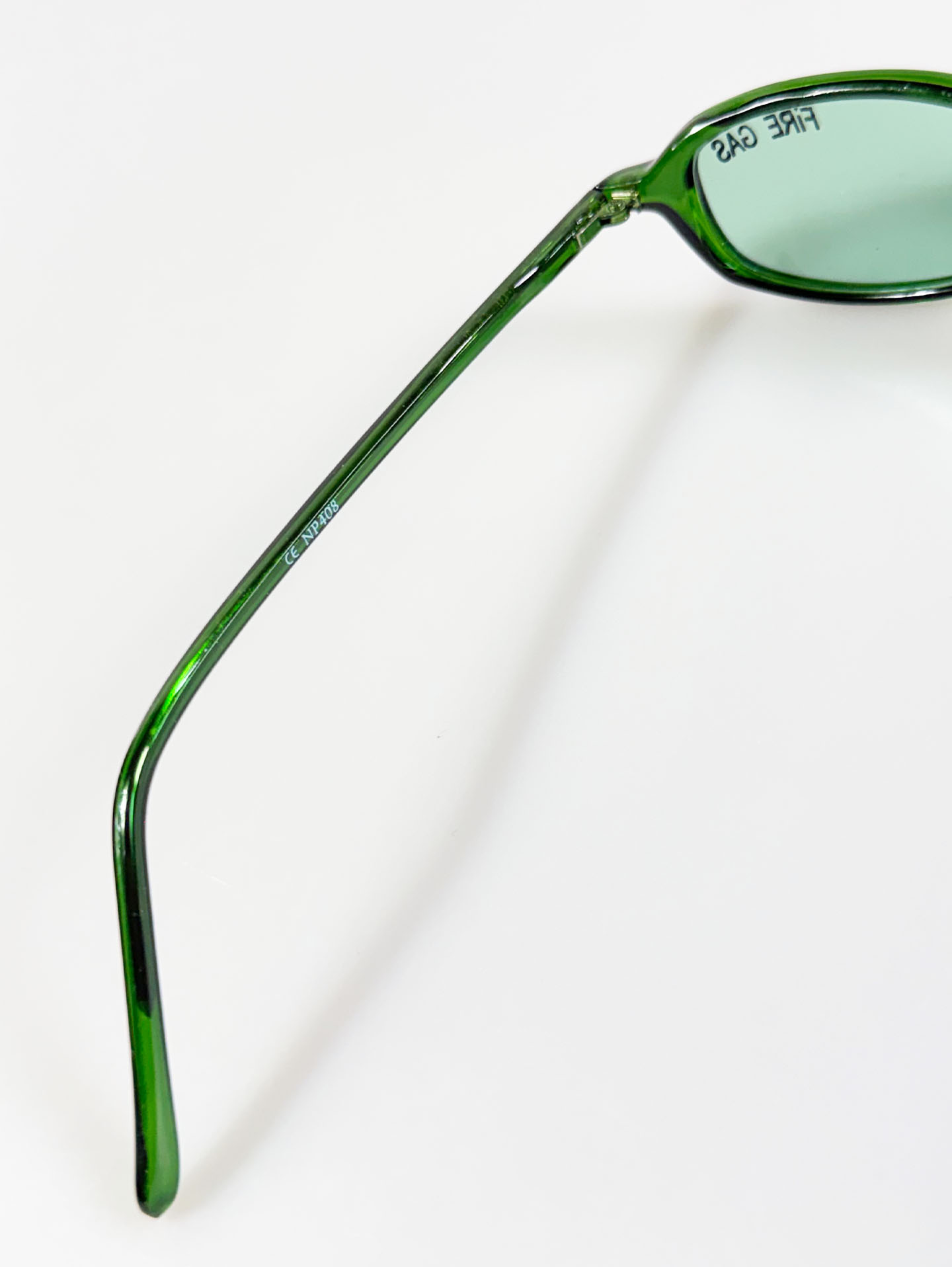 90's FIRE GAS Green Slim Oval Horn-Rim Tinted Sunglasses