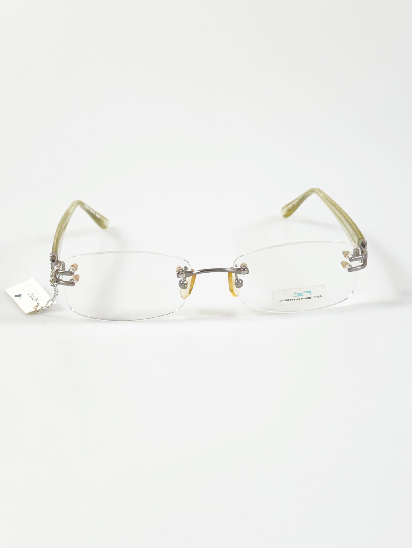 SEMONEMO Silver Rimless Square Metal Glasses