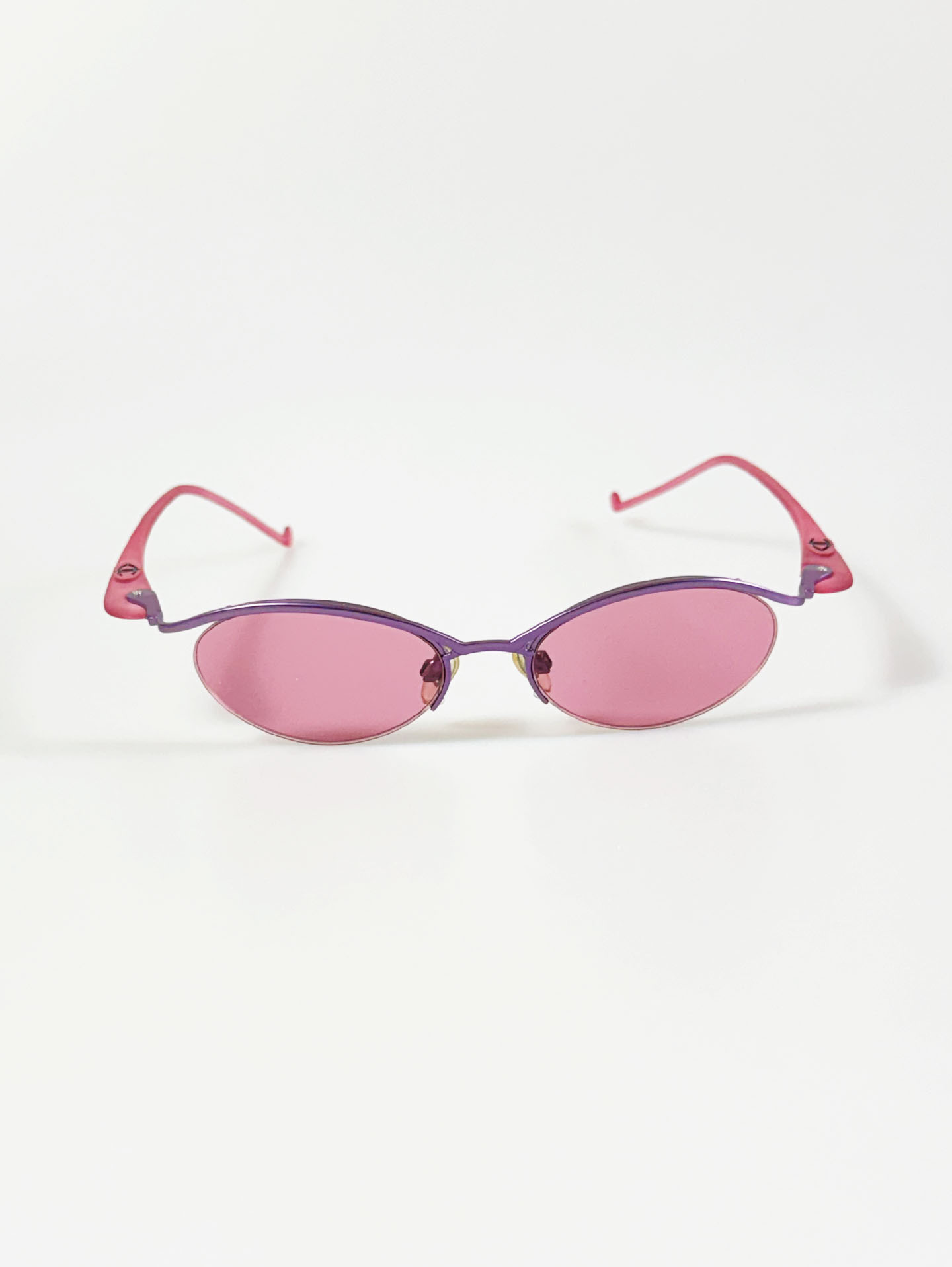 90’s COOL EYES Half-Rim Oval Metal Tinted Sunglasses
