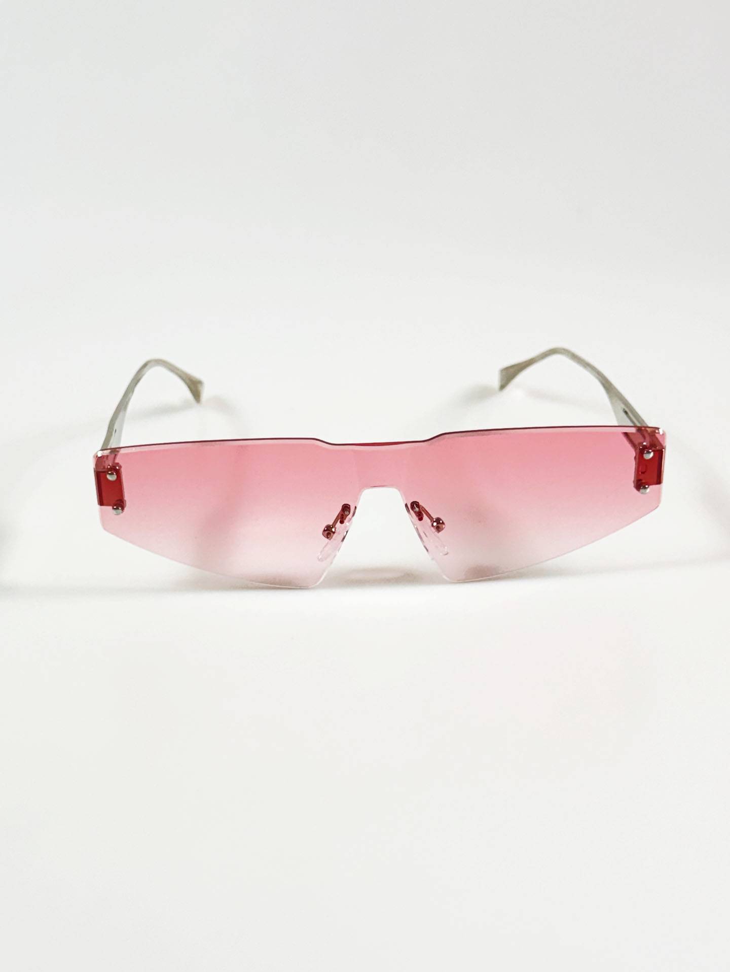 Rimless Shield Pink Gradient Lens Sunglasses