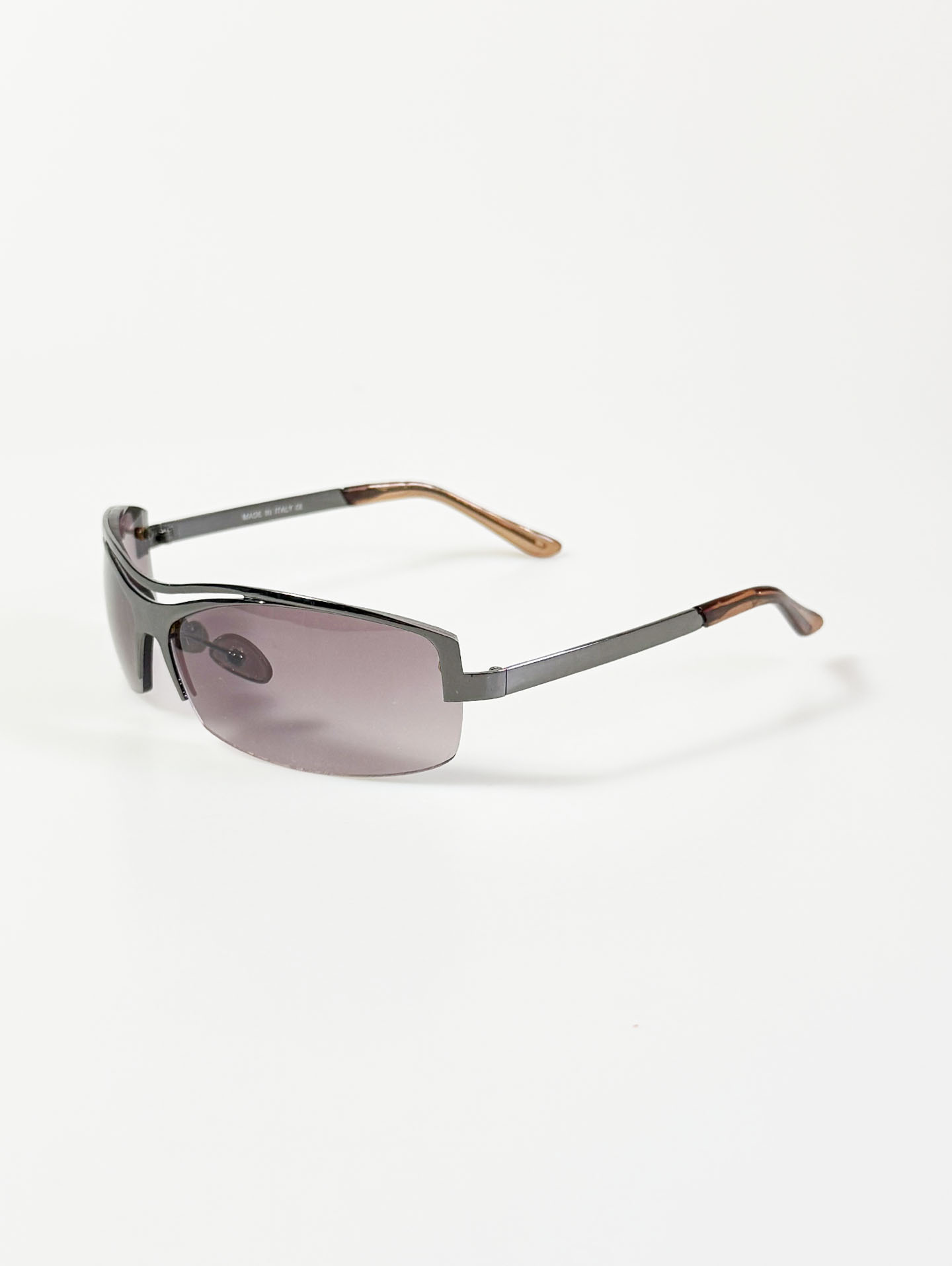 90’s Futuristic Rimless Wrap Metal Sunglasses