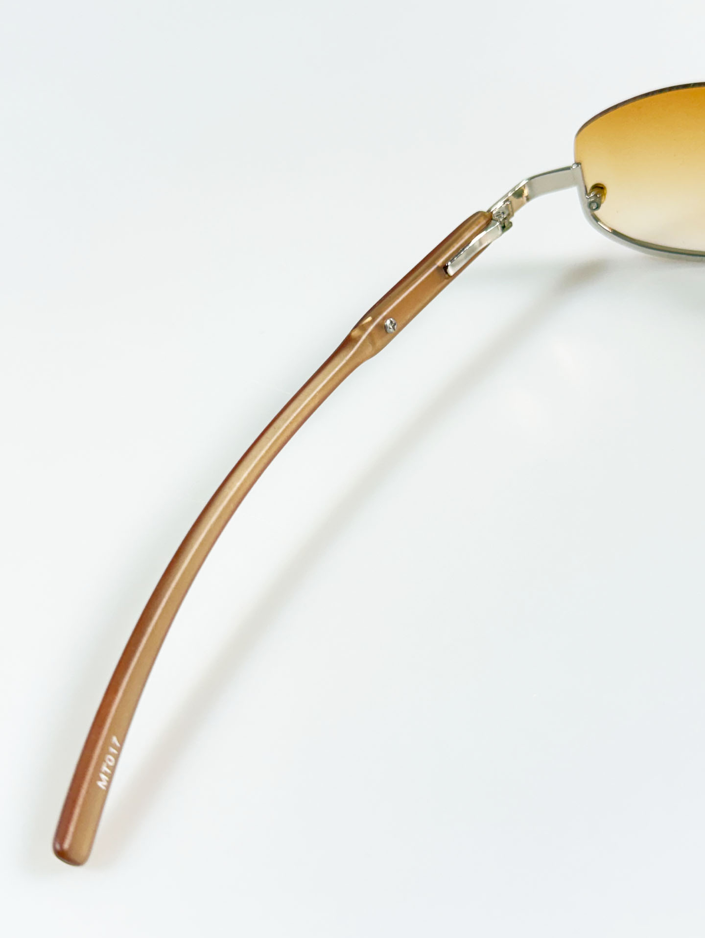 90's DUSCI Brown Gradient Oval Rimless Metal Tint Sunglasses