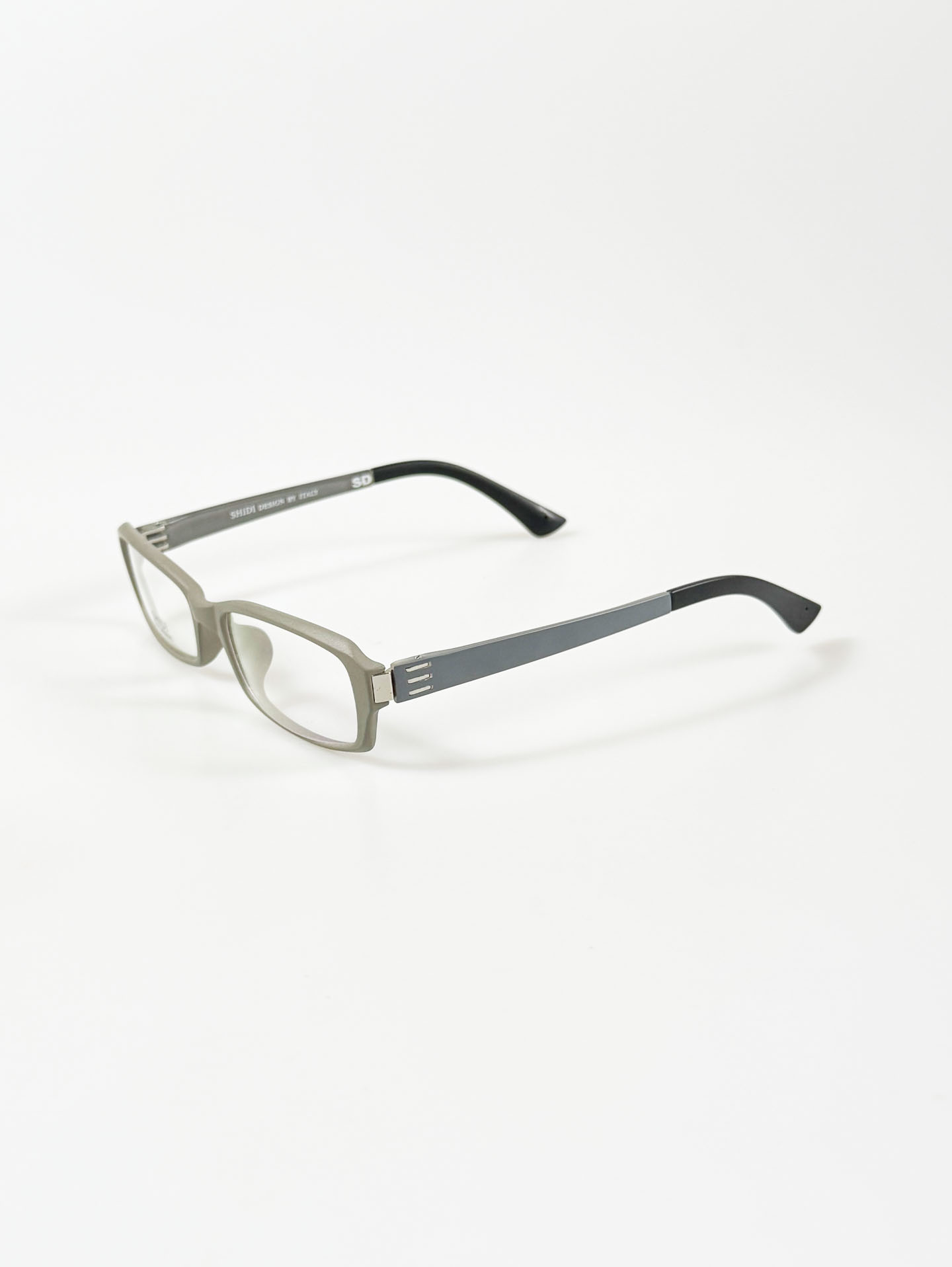 SHIDI Grey Square Combination Frame Glasses