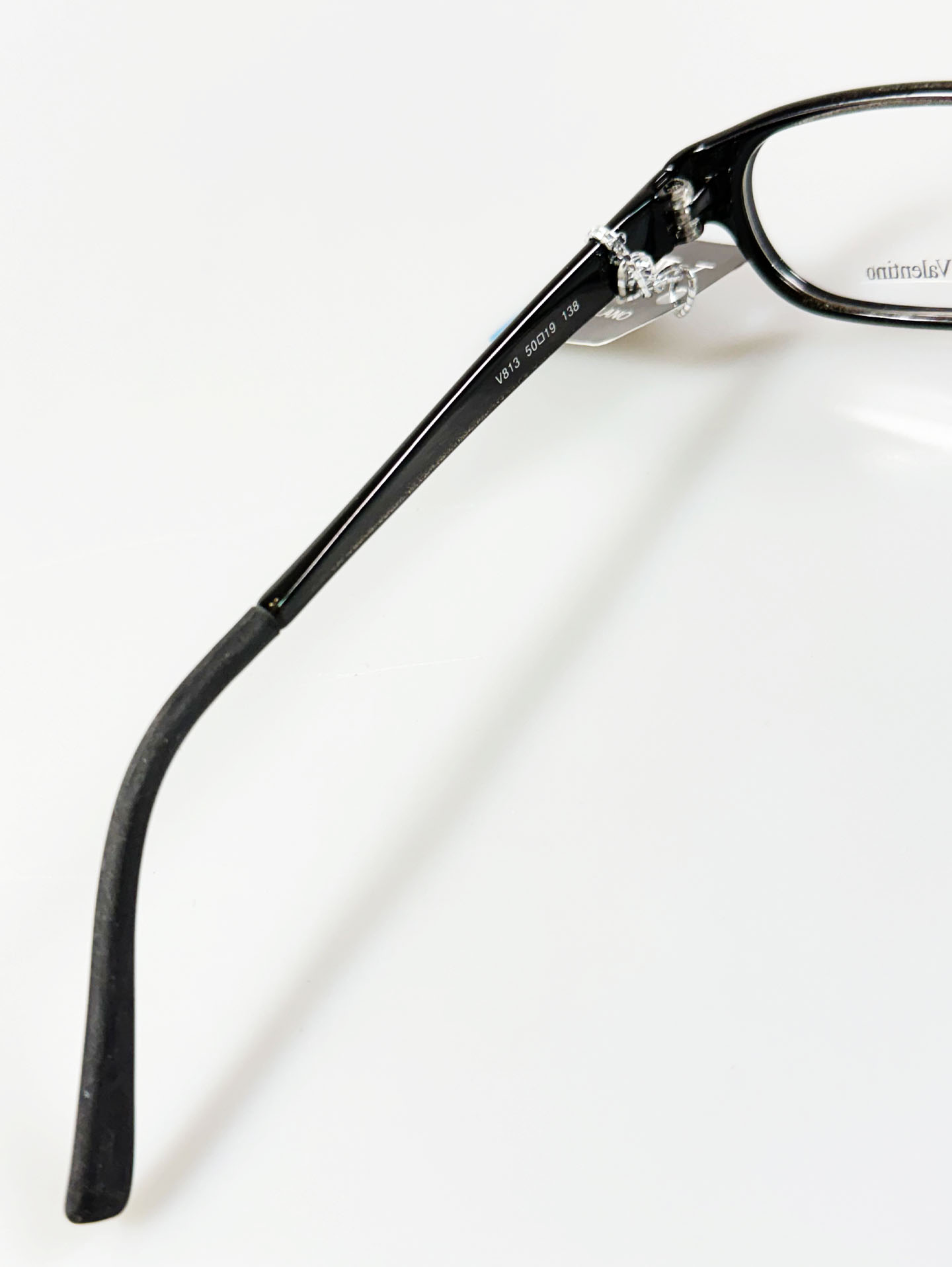 90's RUDOLPH VALENTINE Black Slim Square Horn-Rim Glasses