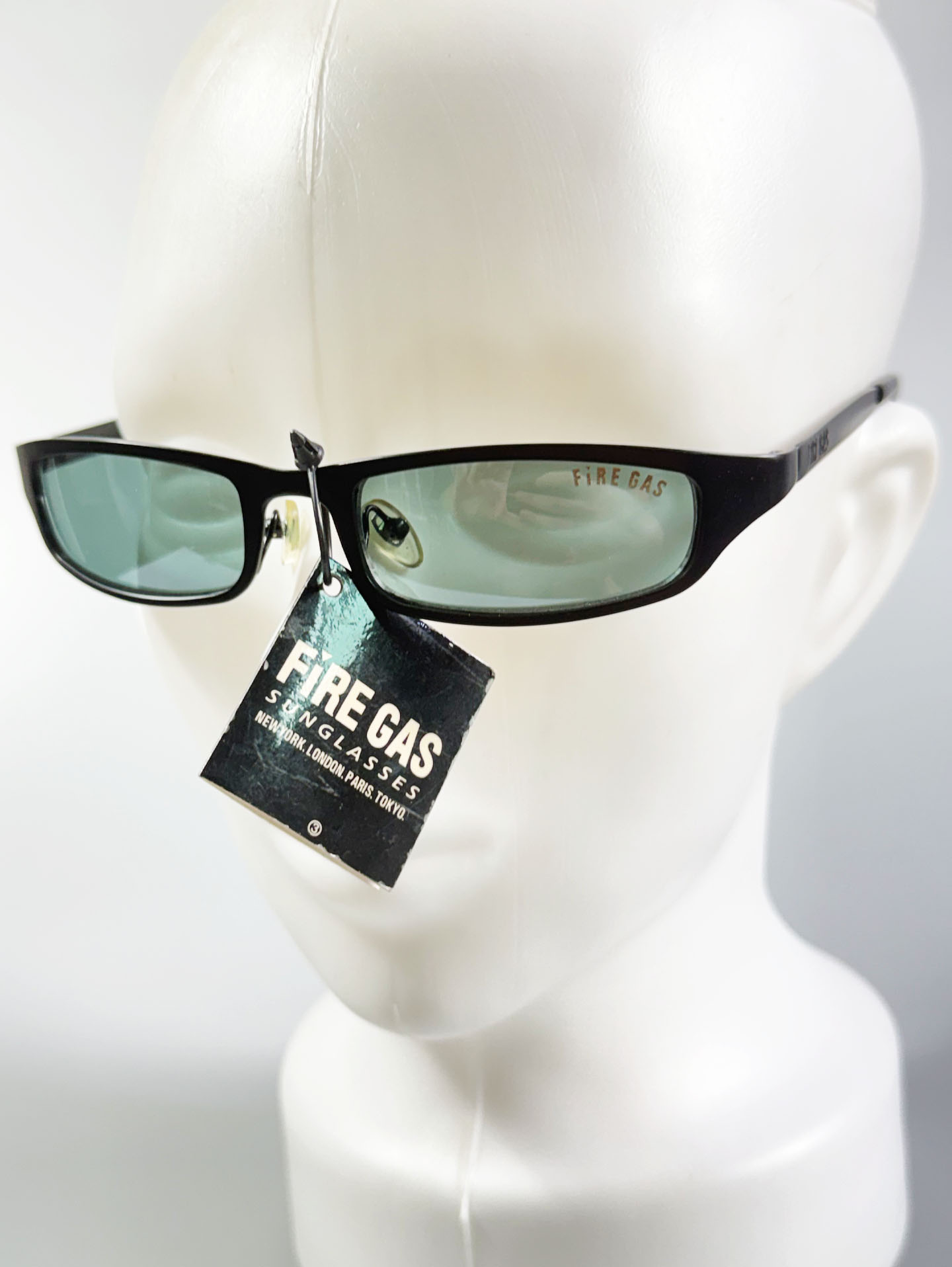 90's FIRE GAS Black Slim Square Metal Sunglasses