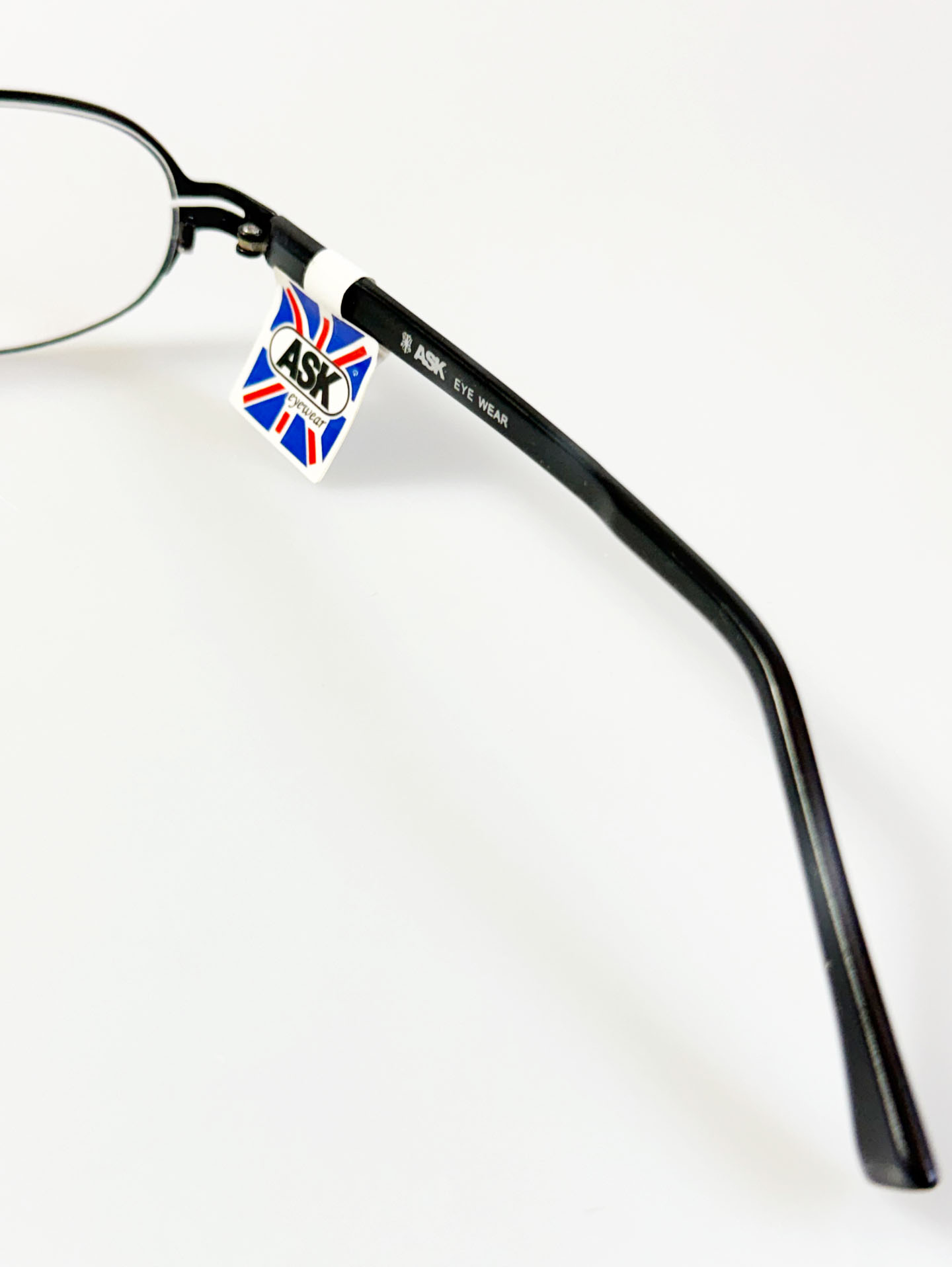 ASK Black Double-Bridge Slim Oval Metal Frame Glasses