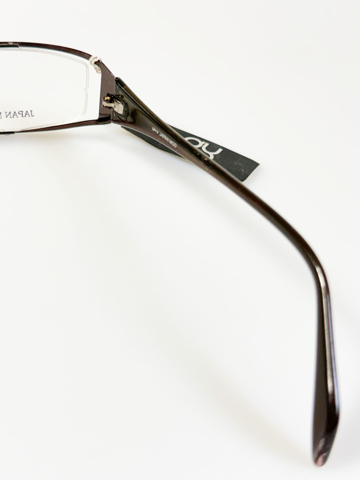 GIVY Brown Slim Square Metal Combination Frame Glasses