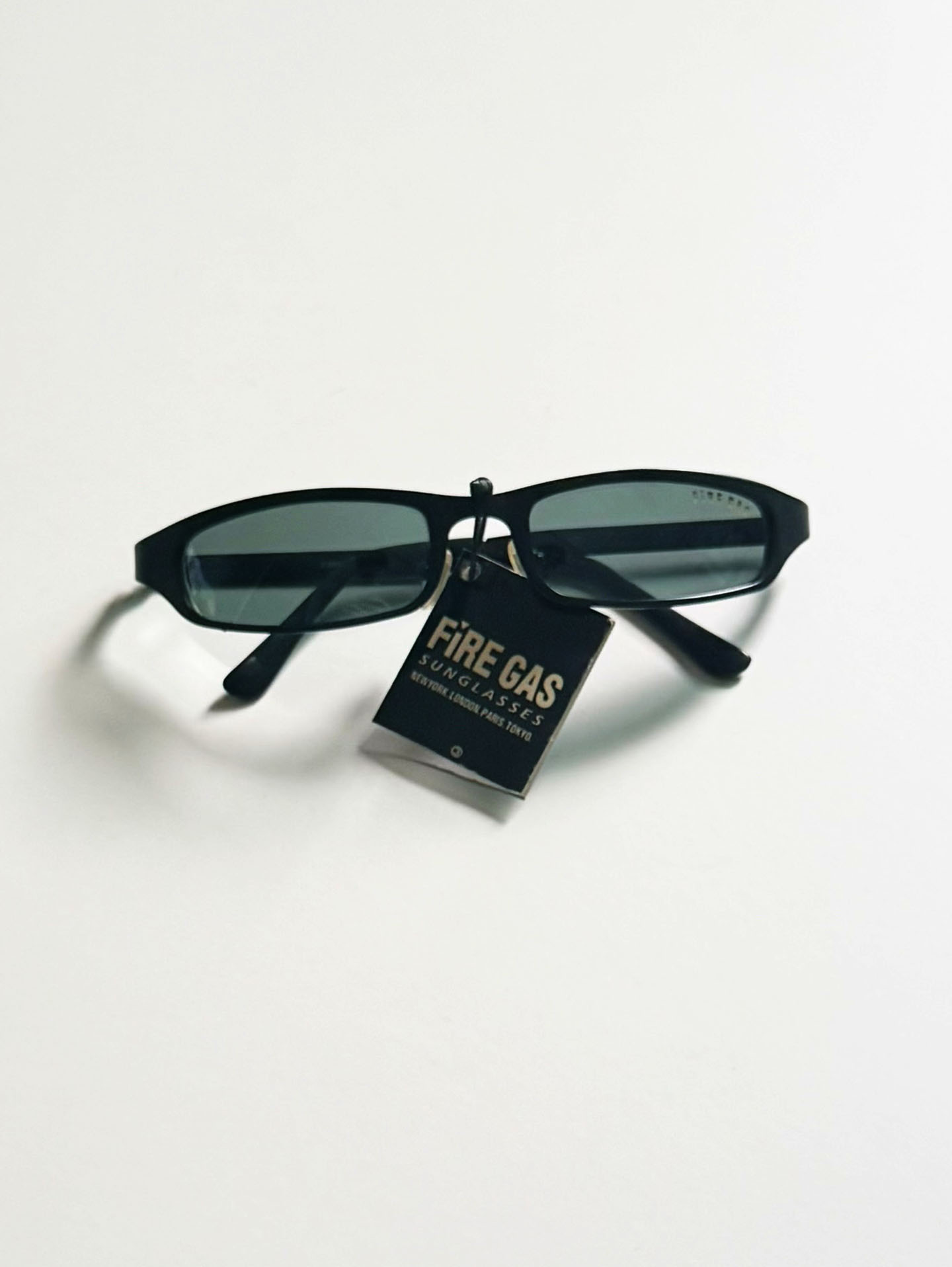 90's FIRE GAS Black Slim Square Metal Sunglasses
