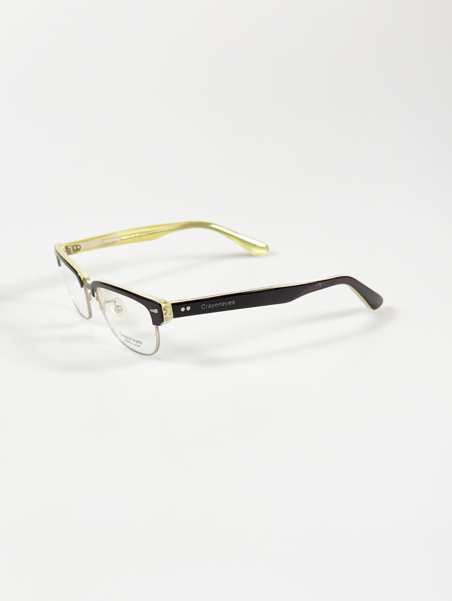 CRAYON EYES Black & Lime Browline Square Combination Frame Glasses