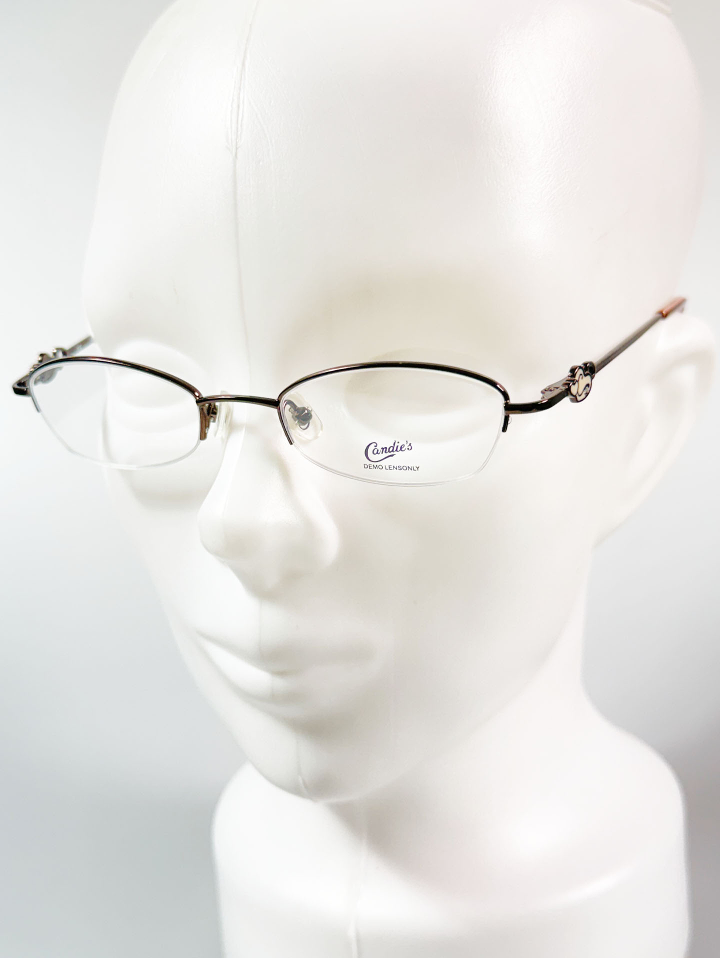 Candie’s Brown Slim Oval Half-Rim Metal Frame Glasses
