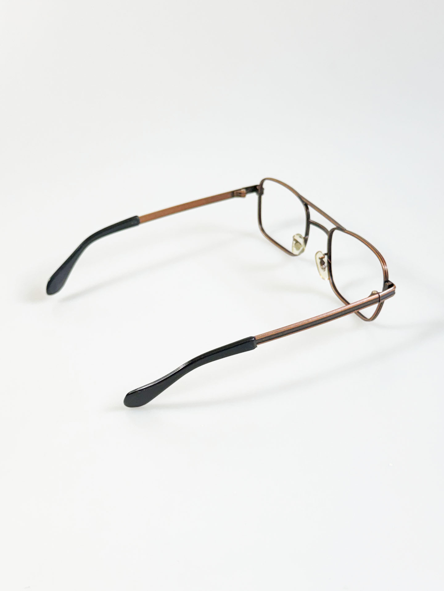 90's UNIVERSAL Antique Brown Square Aviator Metal Frame Glasses