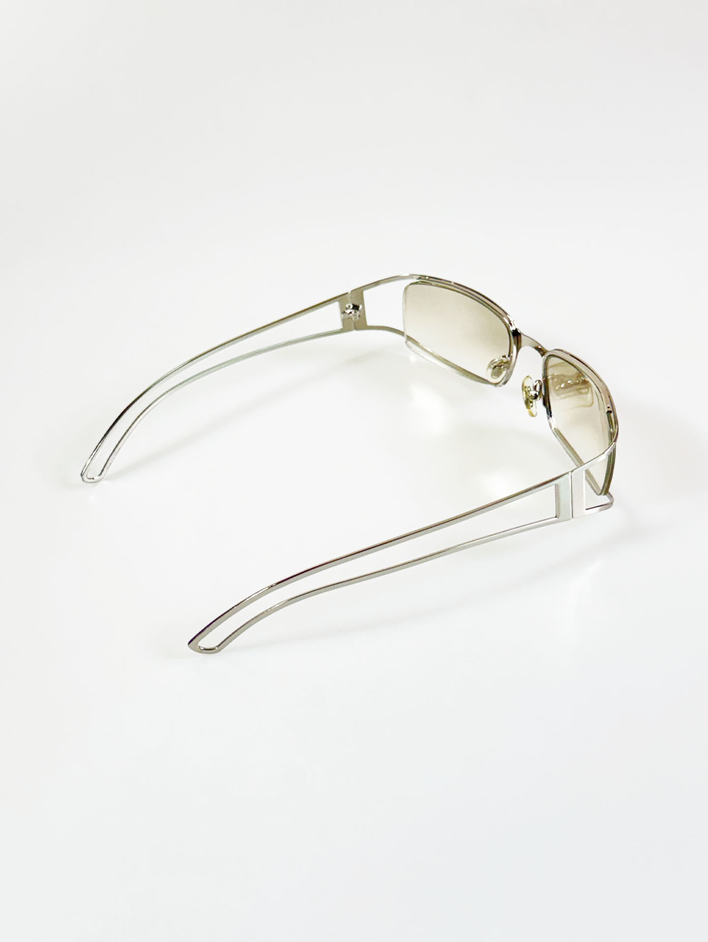 CAPRIO Silver Slim Square Metal Clear Tinted Sunglasses