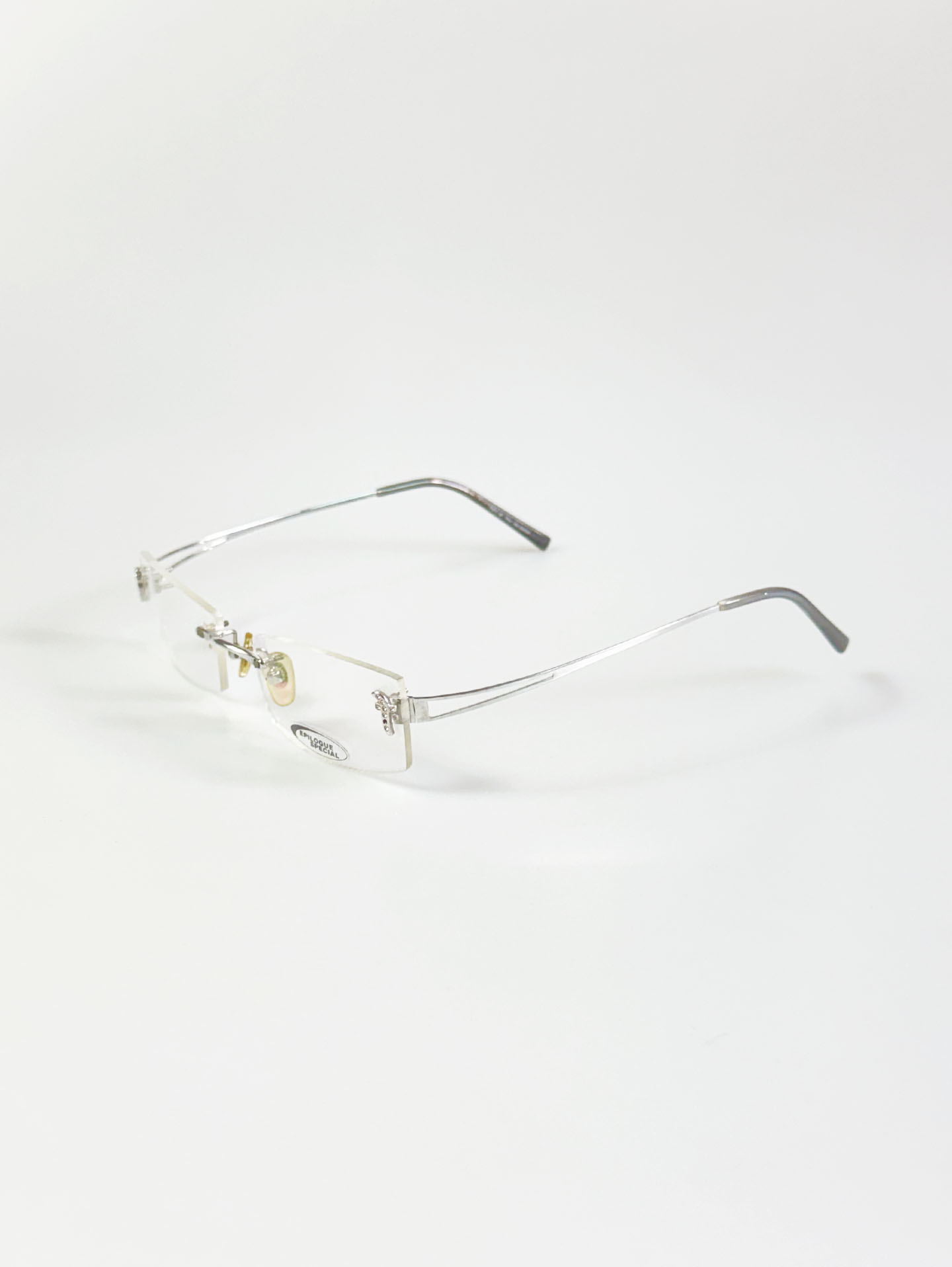 EPILOGUE Rimless Square Silver Metal Frame Glasses