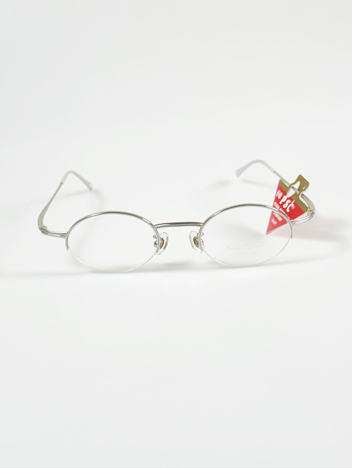 P.S.C Fashion Silver Slim Oval Half-Rim Metal Frame Glasses