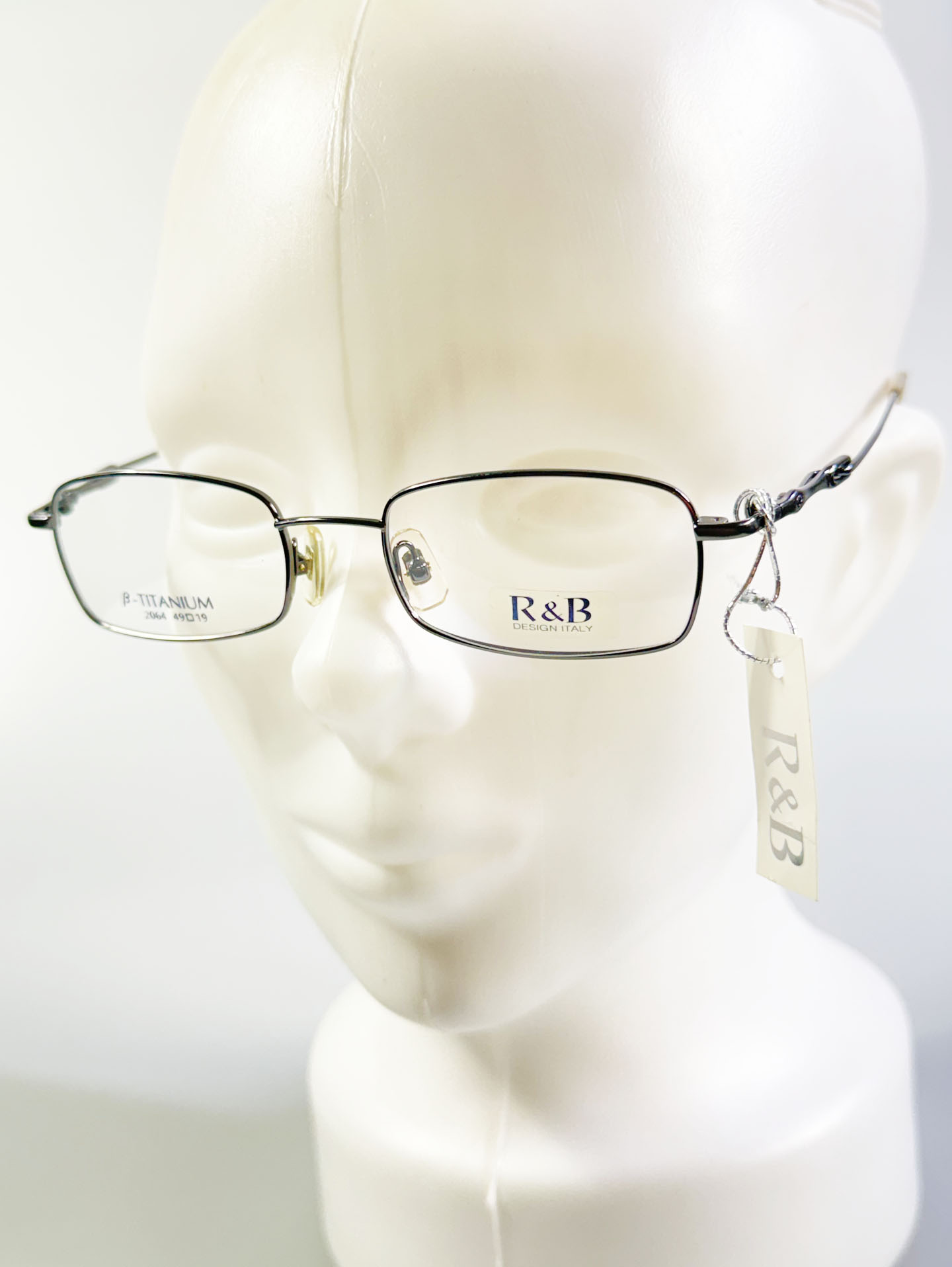R&B Eyewear Dark Silver Beta Titanium Slim Square Glasses