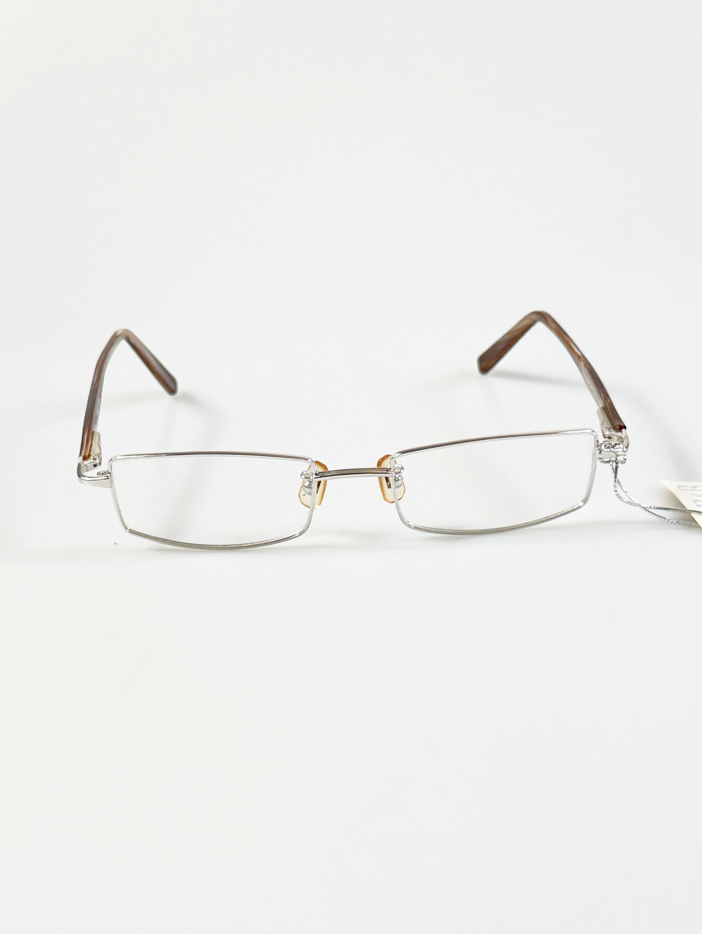 R&B Eyewear Silver Slim Square Metal Glasses
