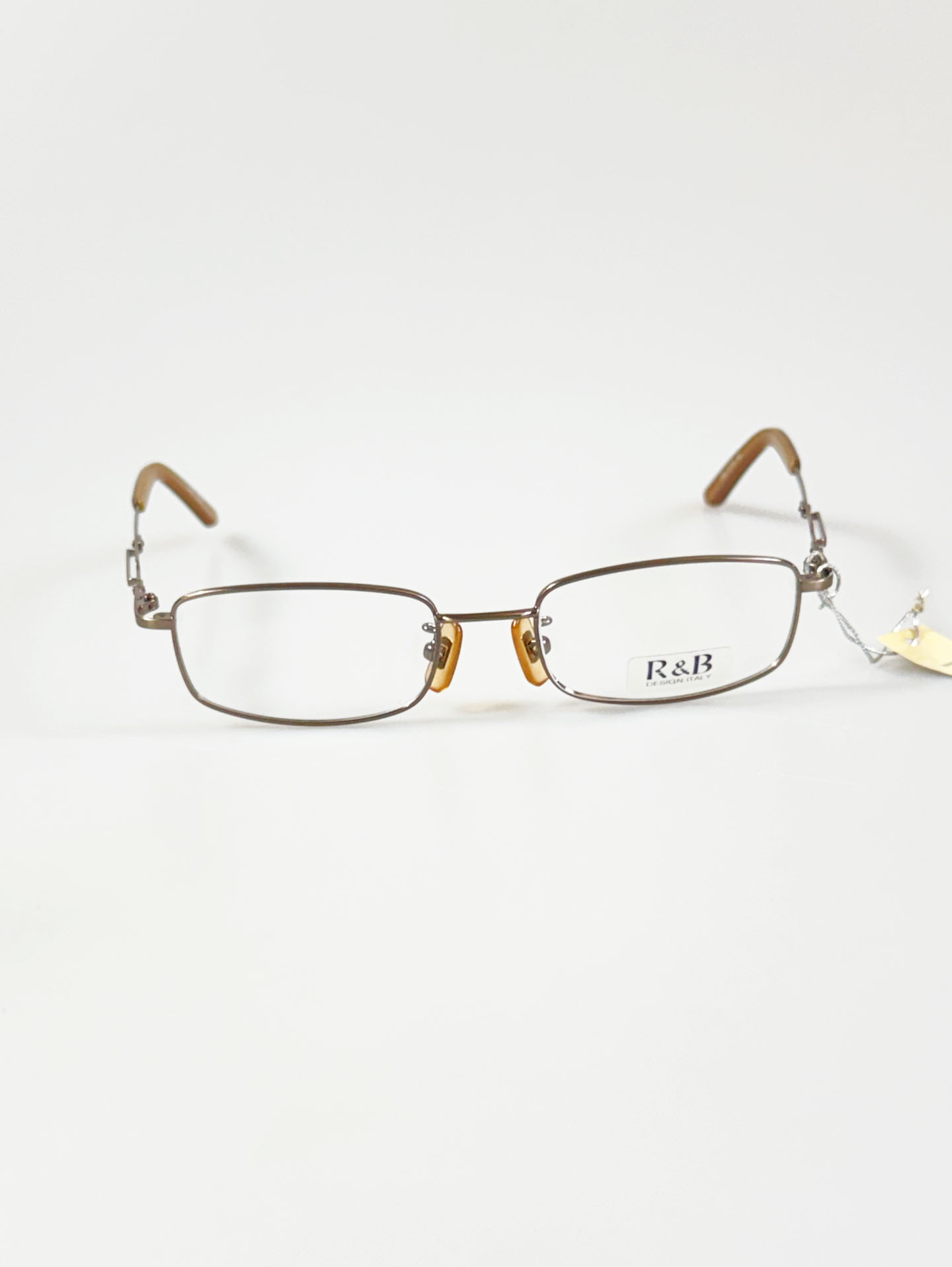 R&B Eyewear Brown Slim Square Metal Frame Glasses