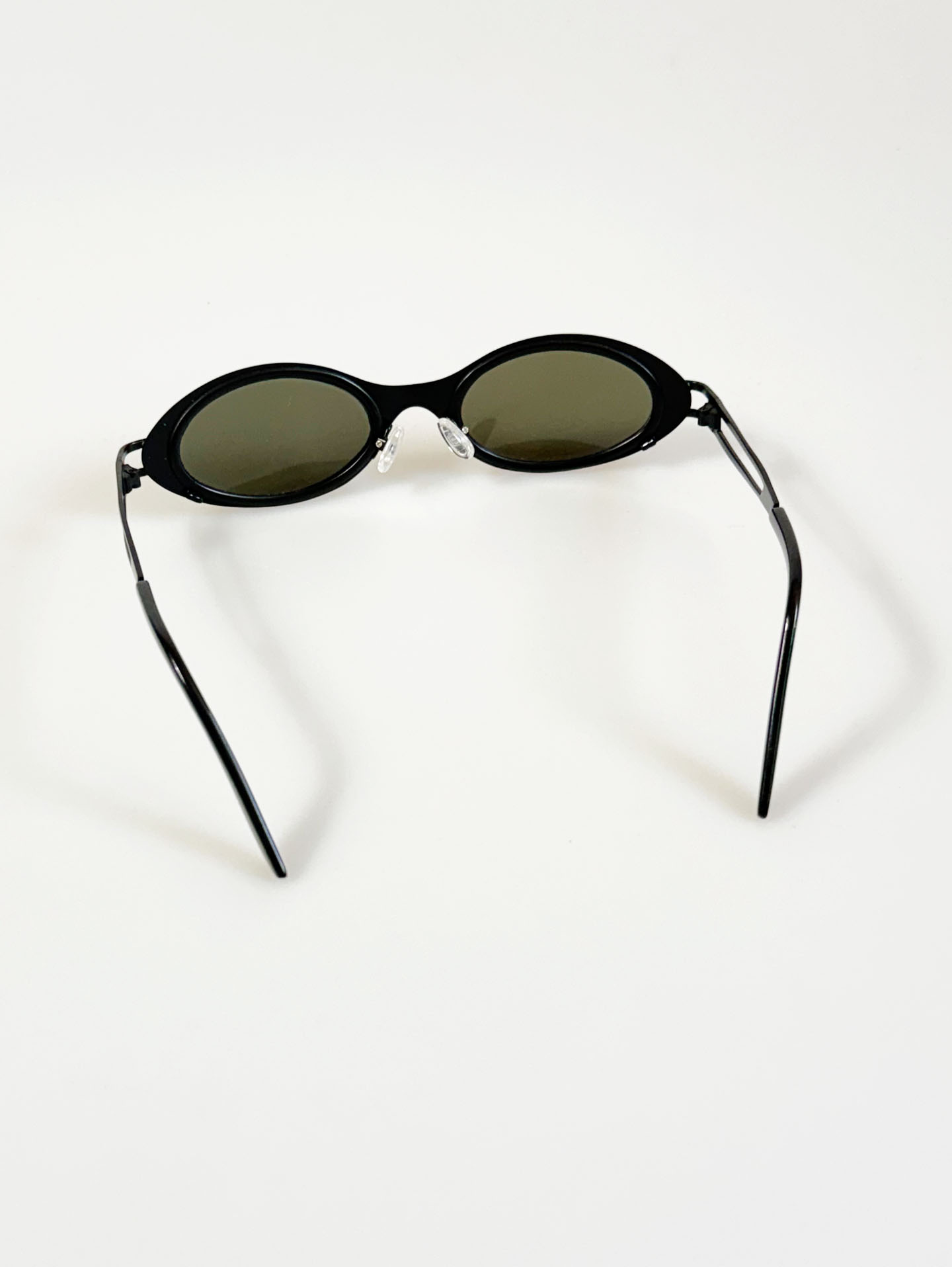 90's DIAVOLO Black Slim Oval Metal Frame Sunglasses