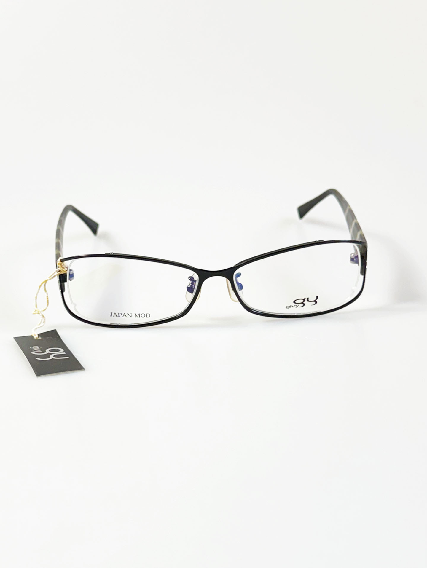 GIVY Black Slim Square Metal Frame Glasses
