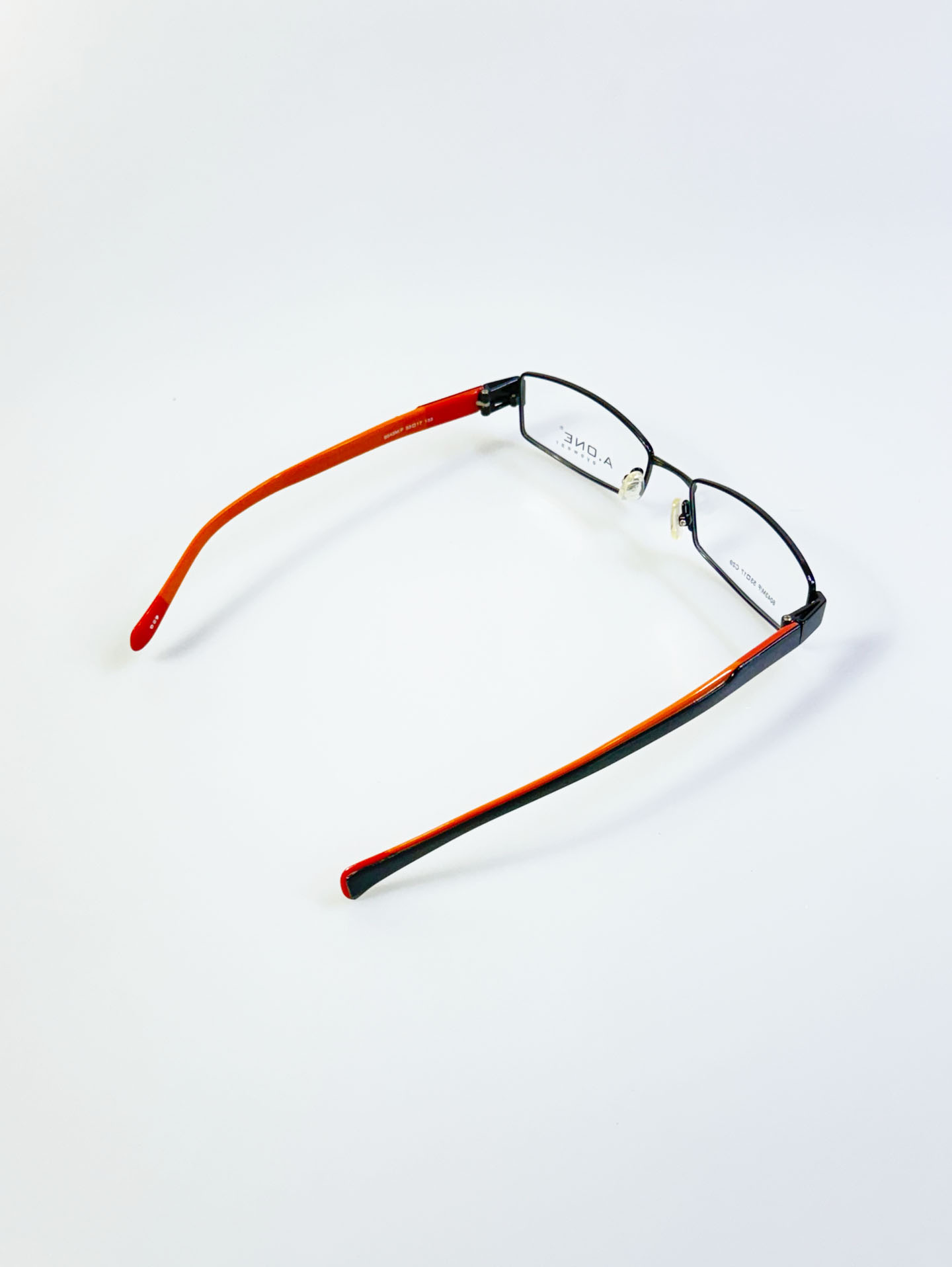 A.ONE Black & Orange Slim Square Metal Glasses