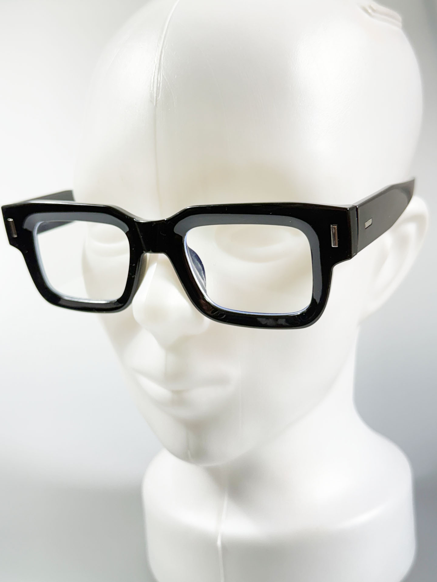 Black Bold Square Frame Clear Tint Sunglasses