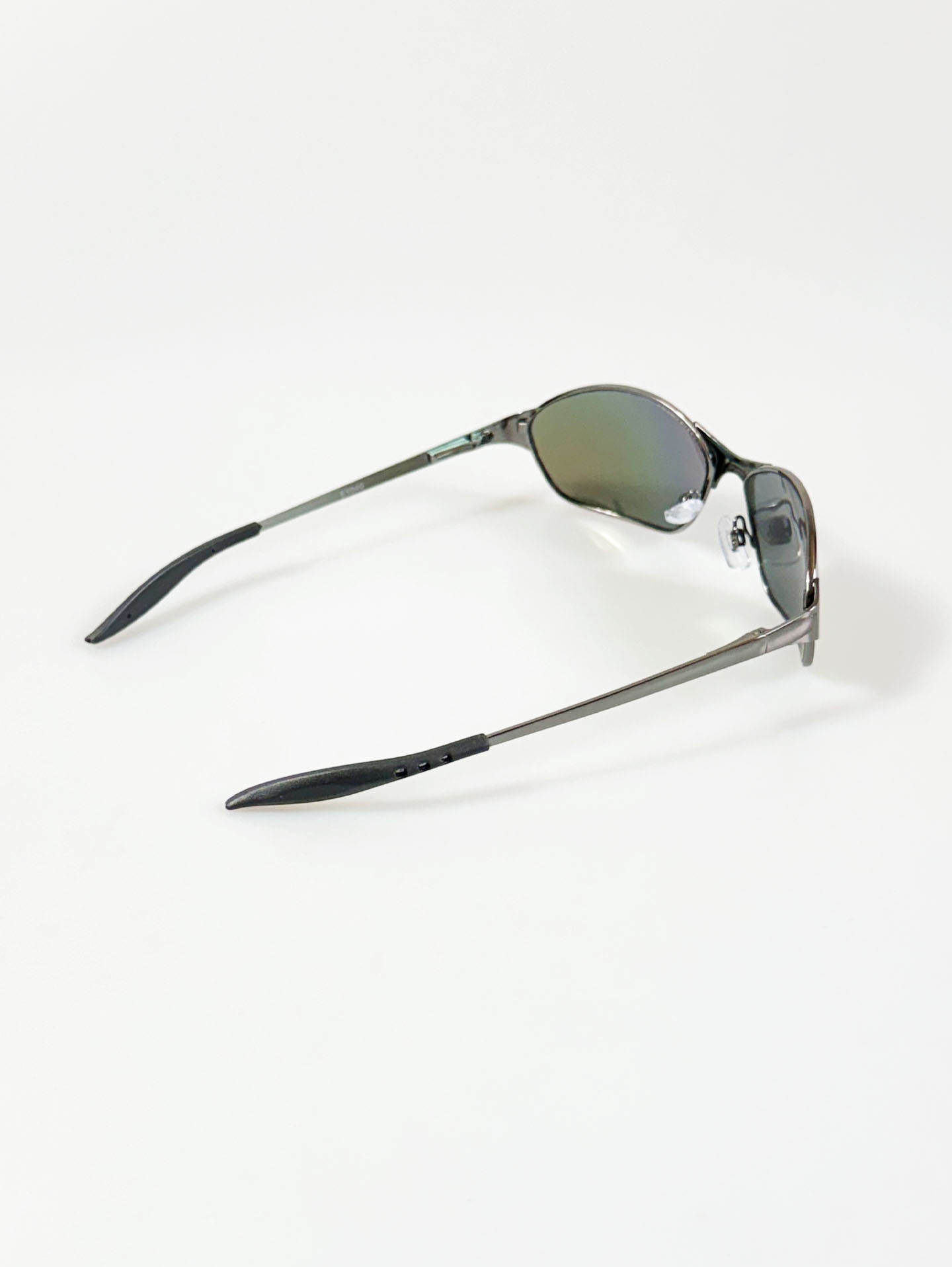 Gunmetal Wraparound Square Mirrored Sunglasses