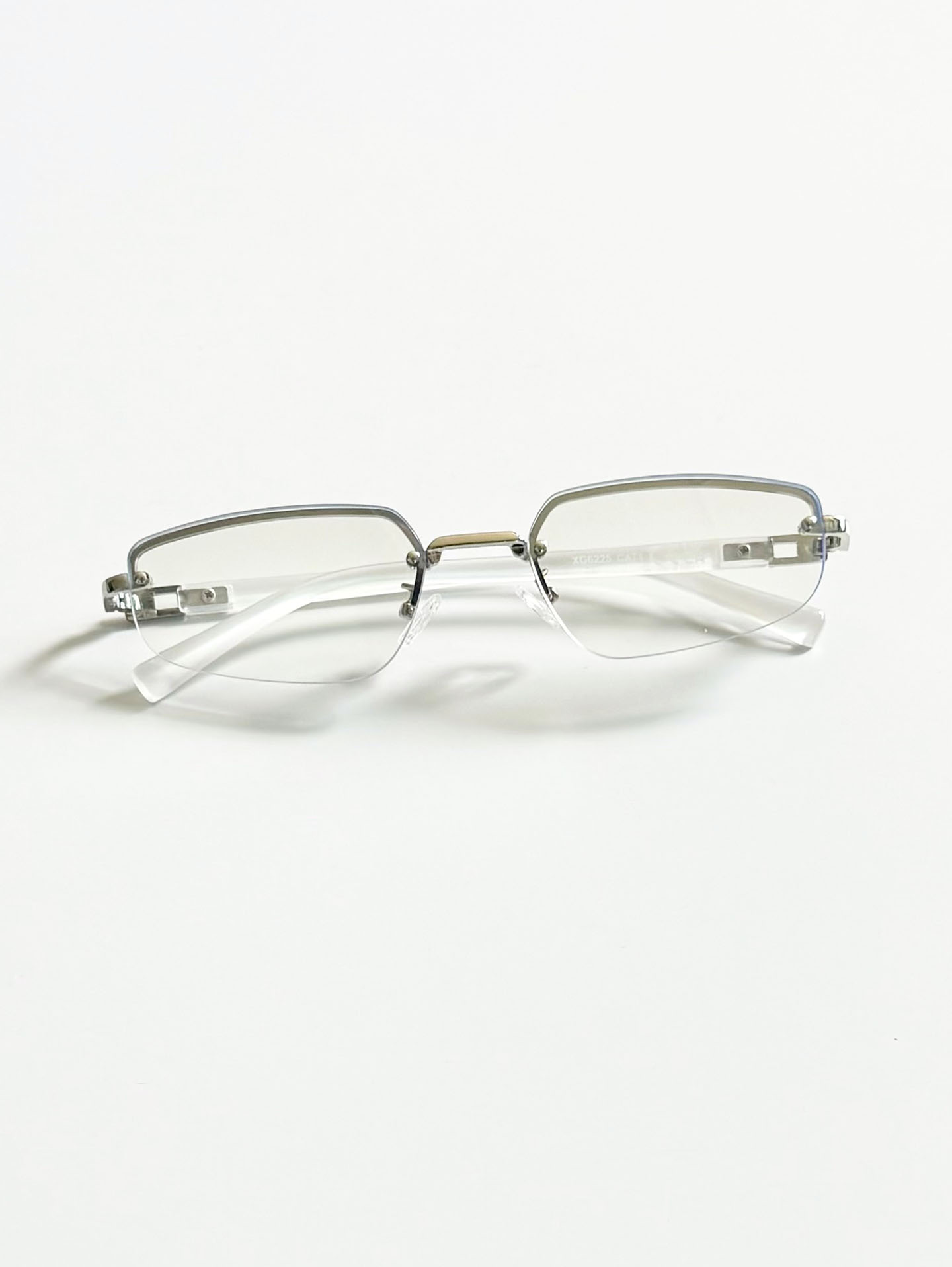 Rimless Square Metal Frame Clear Tint Sunglasses