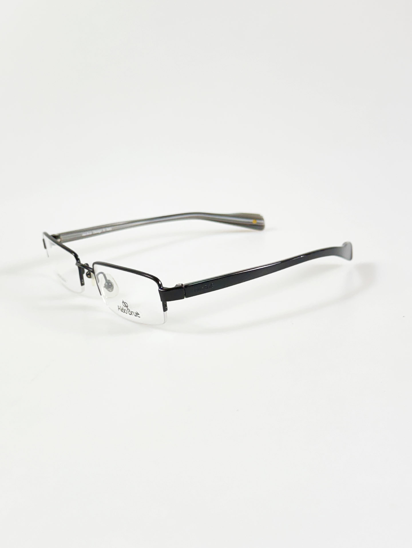 Aldo Brue Black Half-Rim Square Metal Glasses