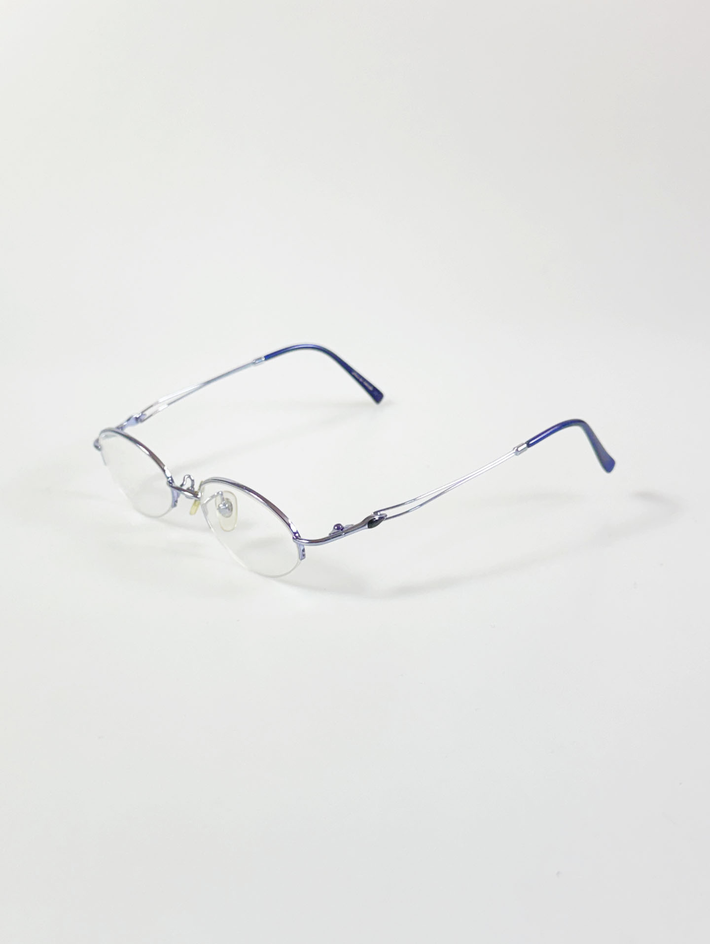 IINTOO Slim Oval Half-Rim Light Blue Metal Frame Glasses