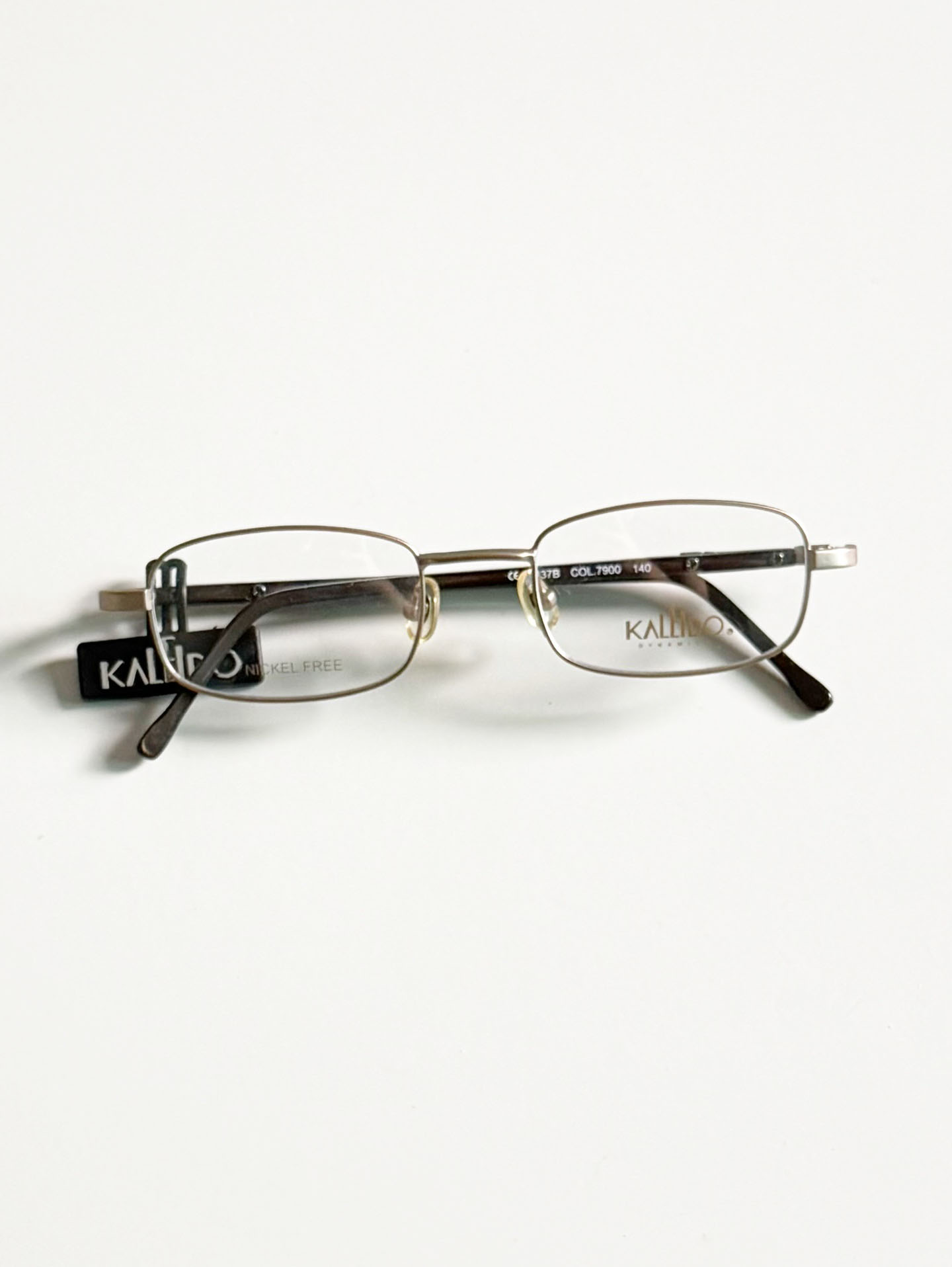 90's KALEIDO Gold Tone Slim Square Metal Frame Glasses